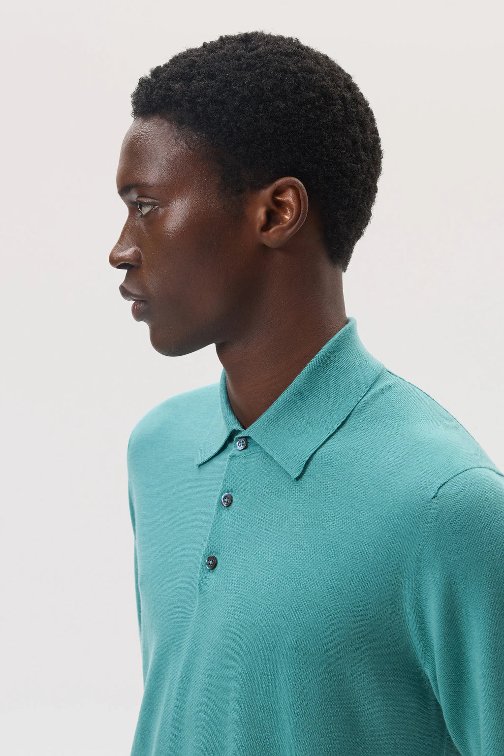 Johnstons of Elgin - Superfine Merino Green Polo Shirt