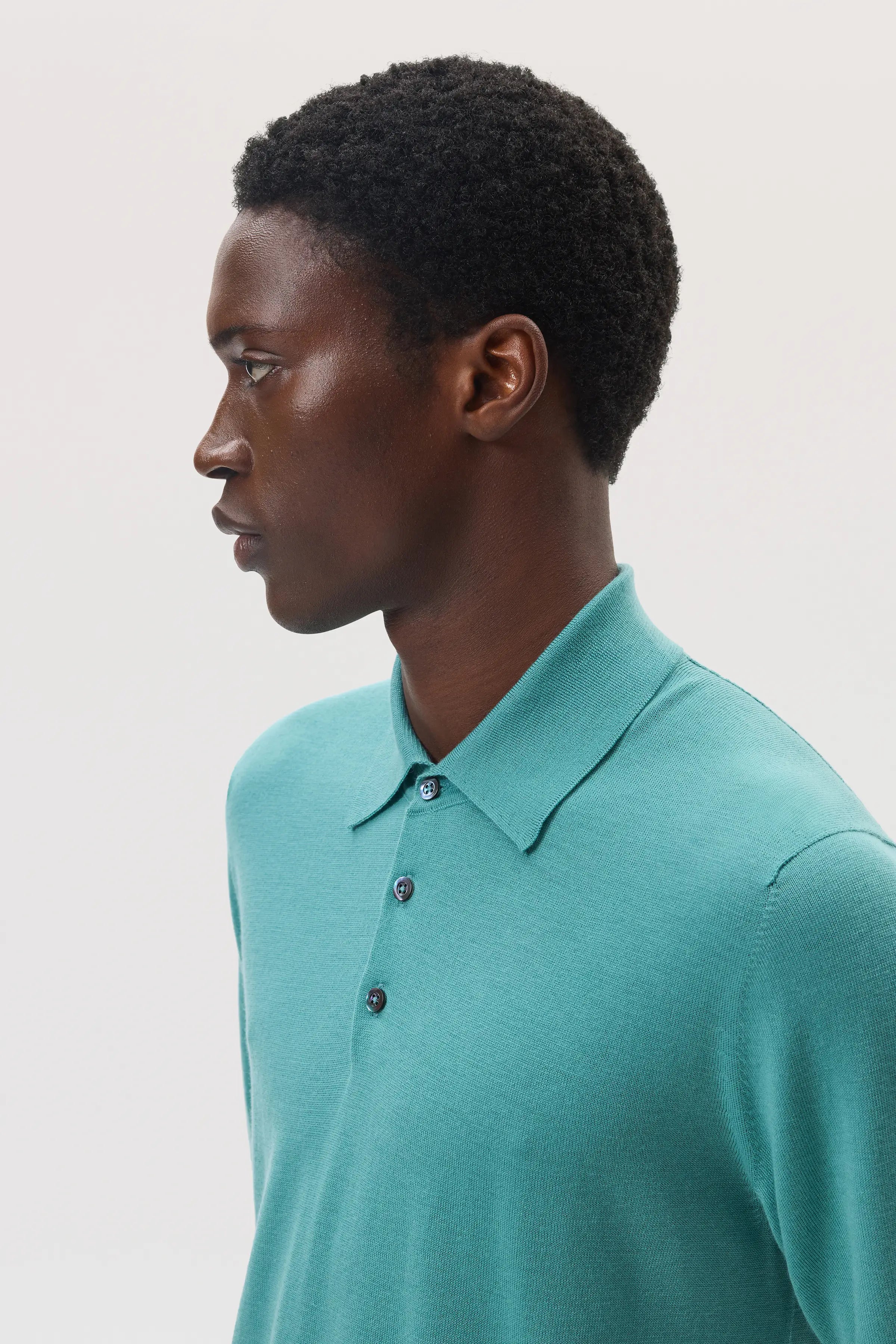 Johnstons of Elgin - Superfine Merino Green Polo Shirt