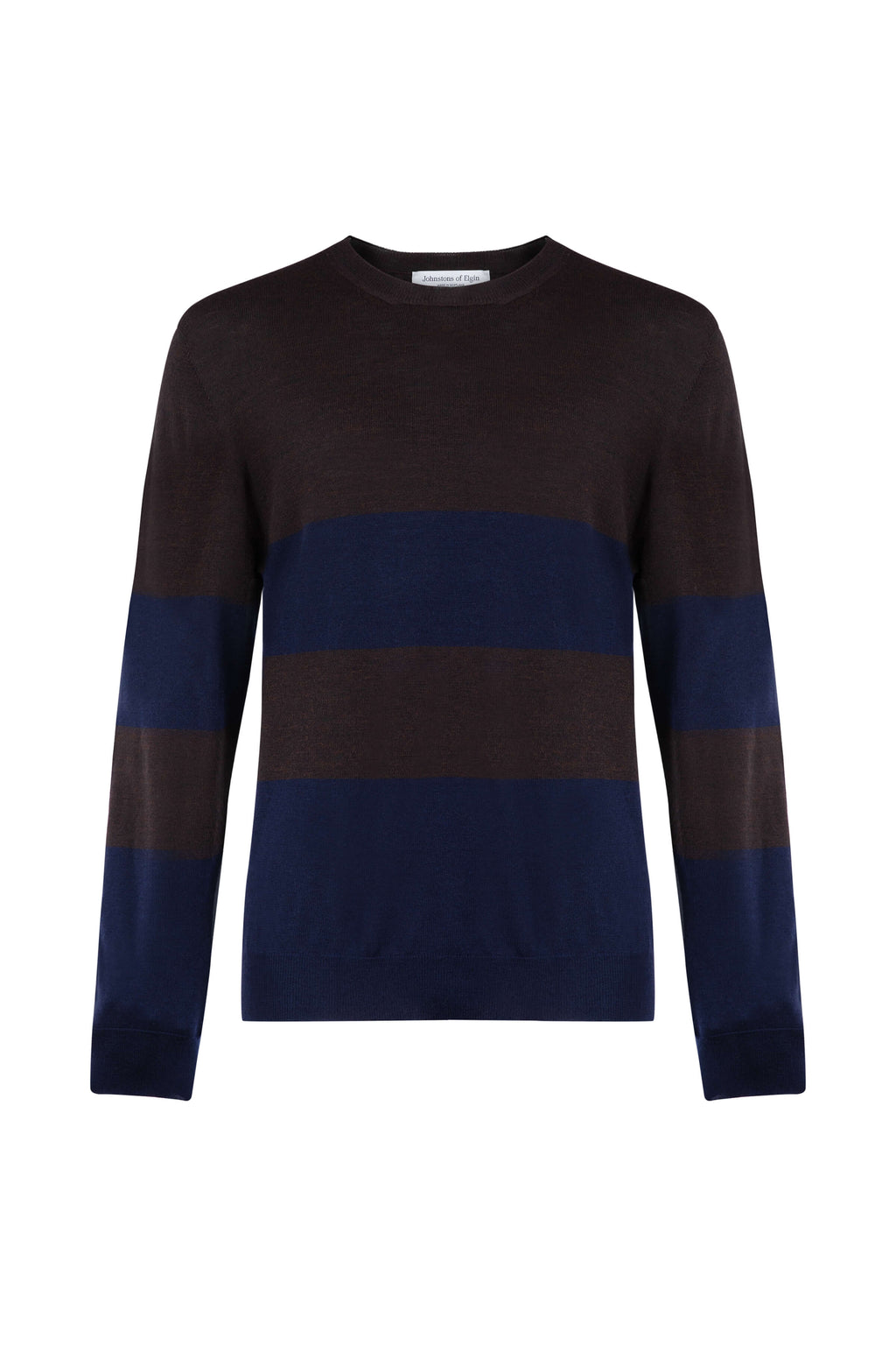 Johnstons of Elgin - Colour Block Merino Dark Brown Jumper