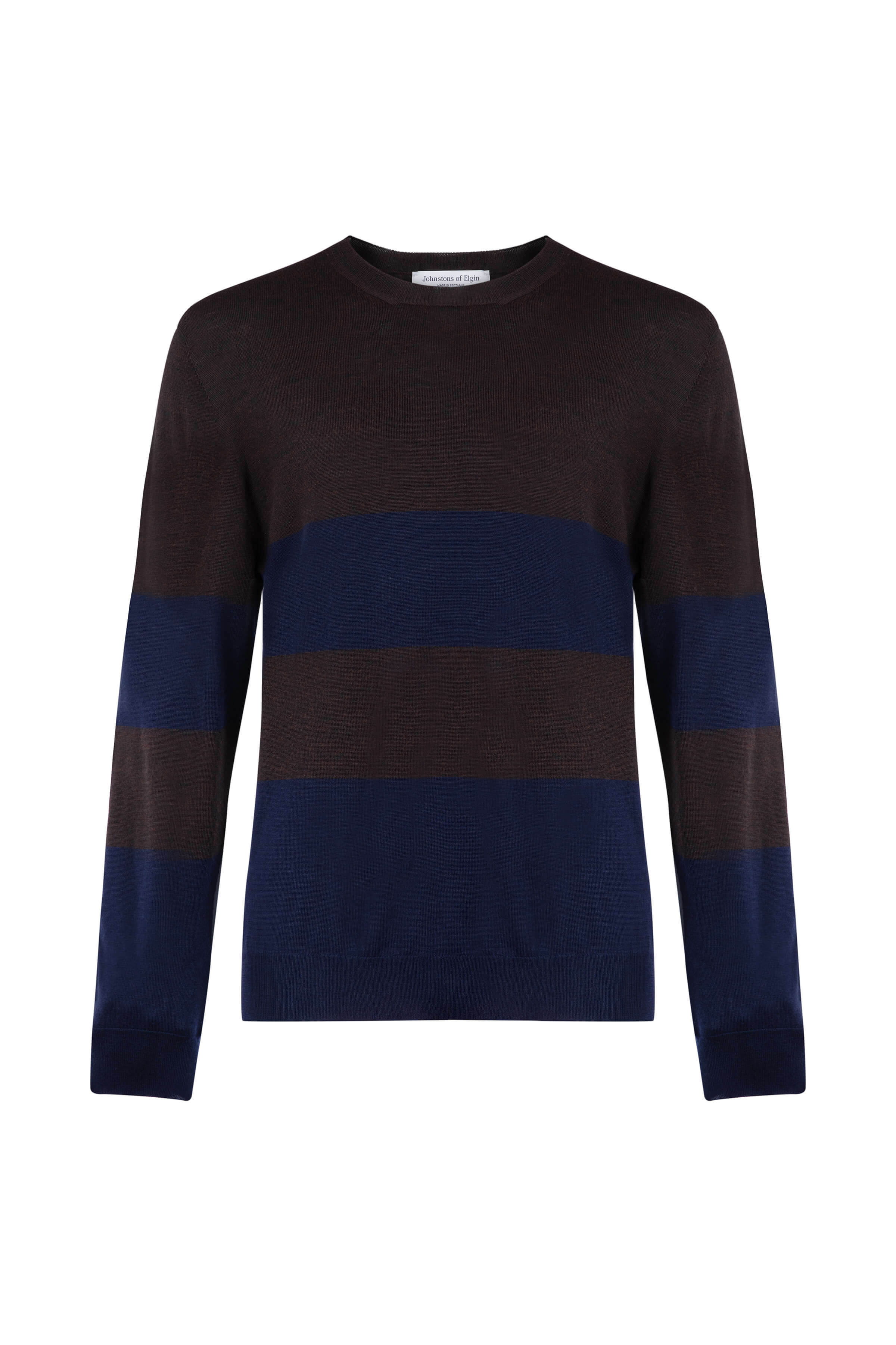 Johnstons of Elgin - Colour Block Merino Dark Brown Jumper