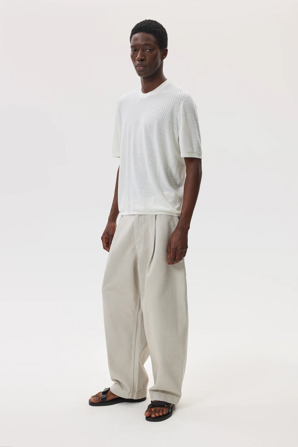 Johnstons of Elgin - Superfine Merino Mesh White T - Shirt