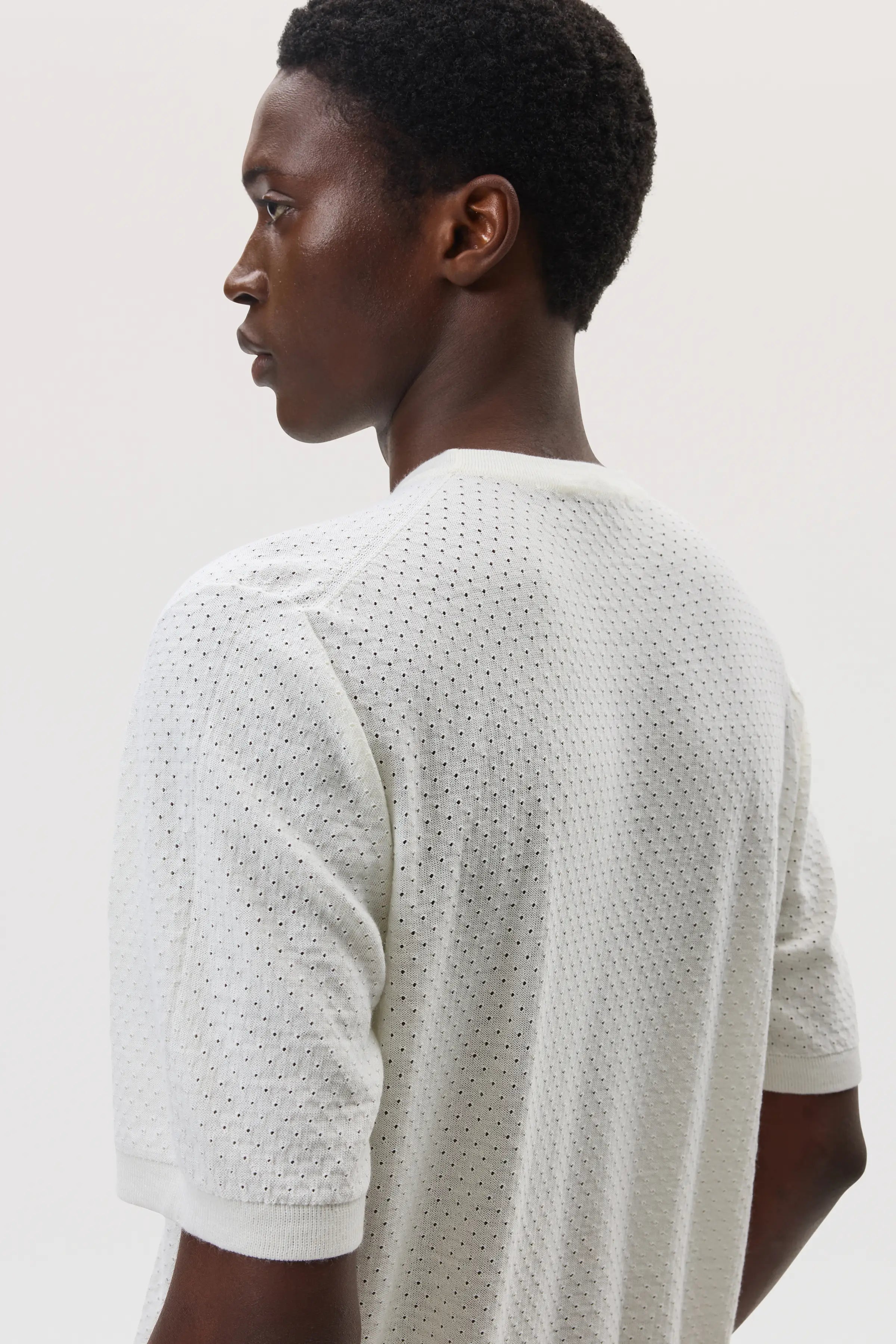 Johnstons of Elgin - Superfine Merino Mesh White T - Shirt