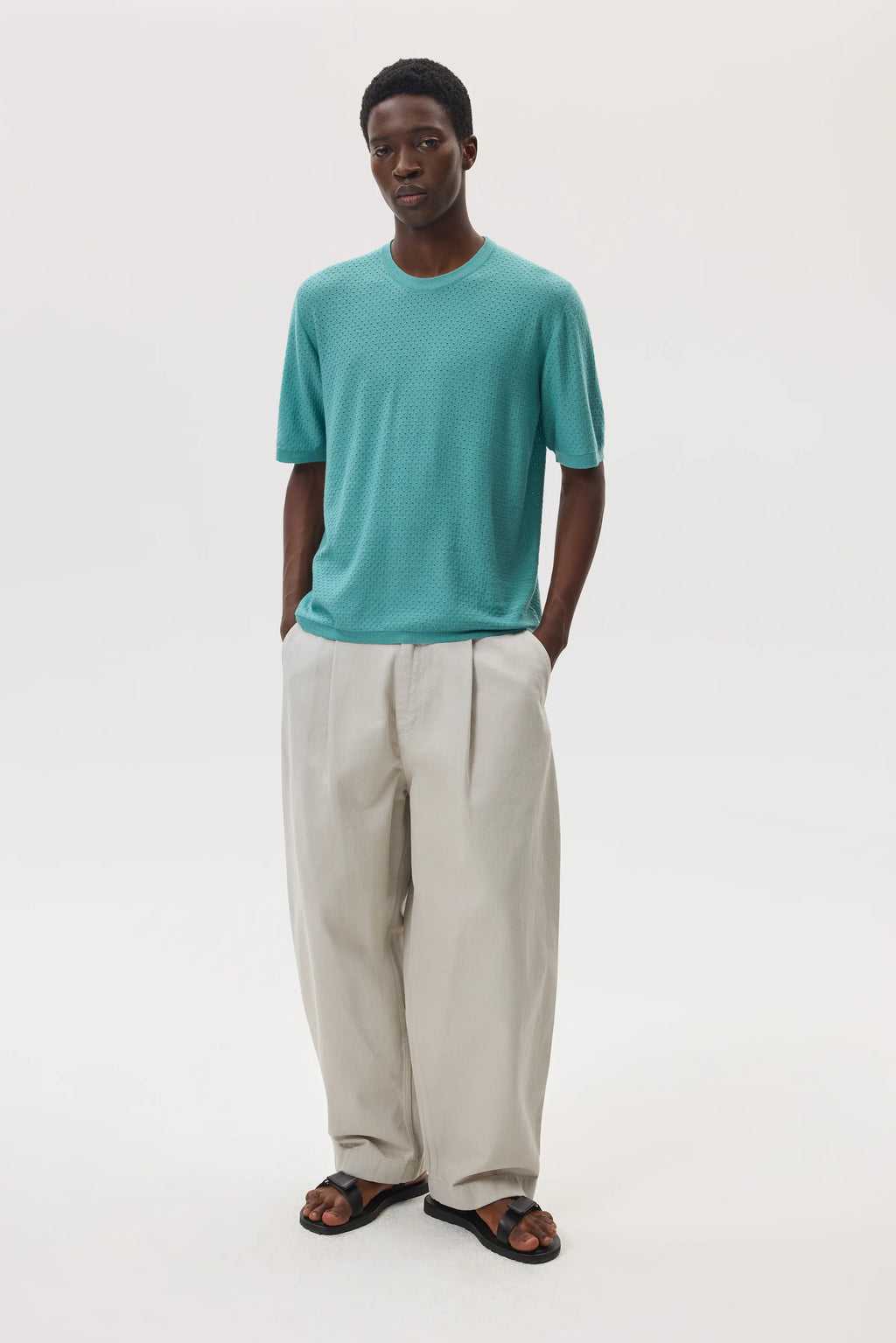 Johnstons of Elgin - Superfine Merino Mesh Green T - Shirt