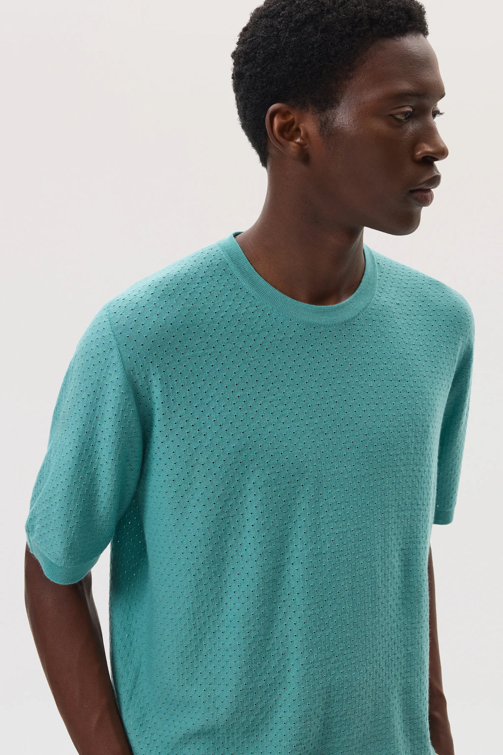 Johnstons of Elgin - Superfine Merino Mesh Green T - Shirt