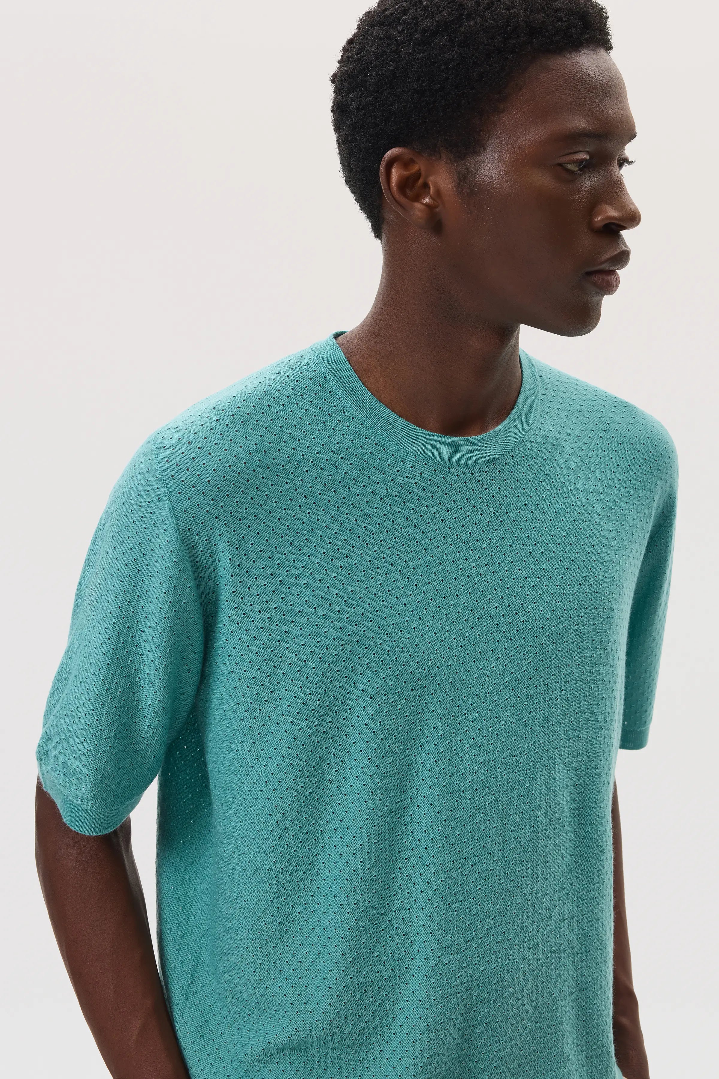 Johnstons of Elgin - Superfine Merino Mesh Green T - Shirt