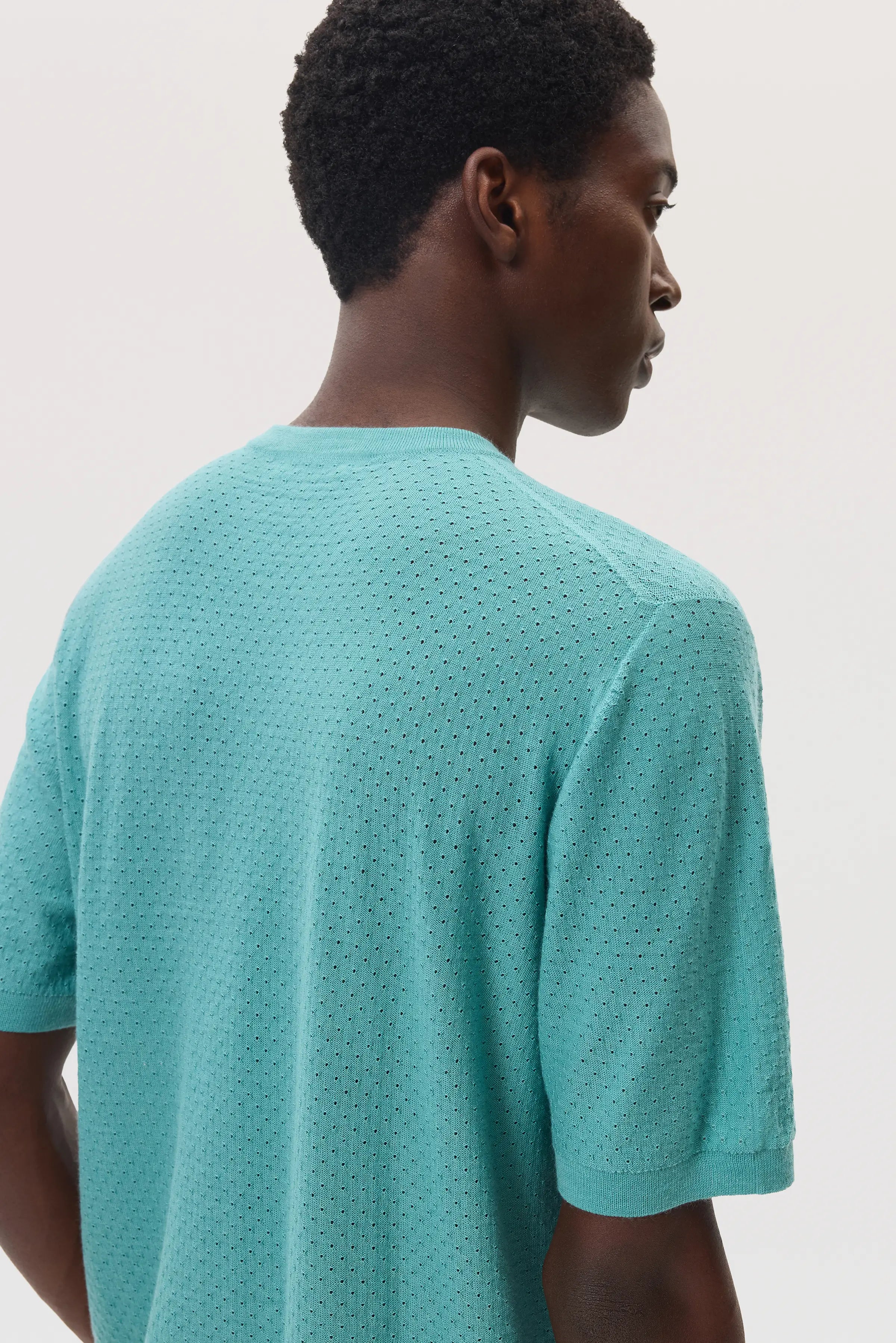 Johnstons of Elgin - Superfine Merino Mesh Green T - Shirt