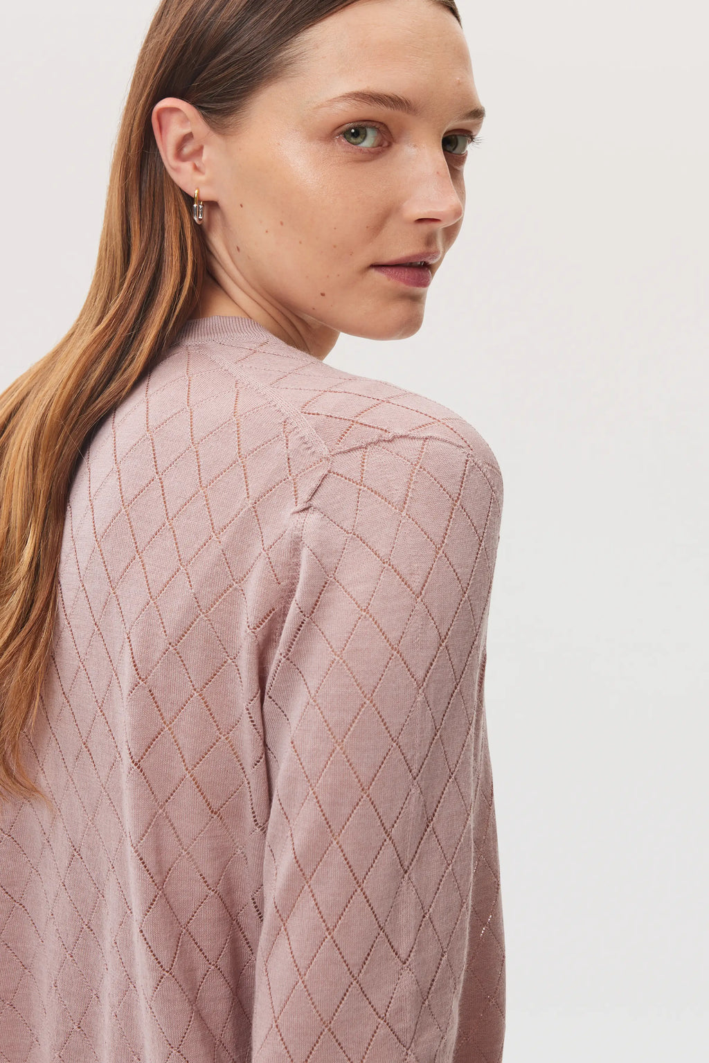 Johnstons of Elgin - Superfine Merino Pointelle Argyle Cardigan