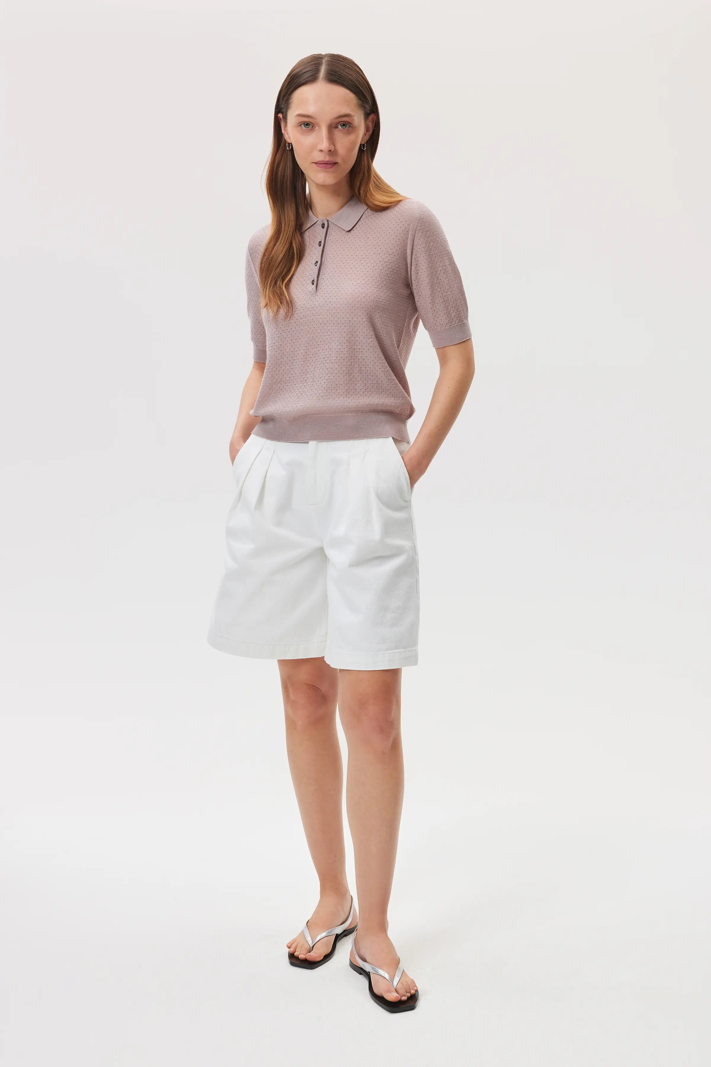 Johnstons of Elgin - Superfine Merino Pointelle Argyle Polo Shirt