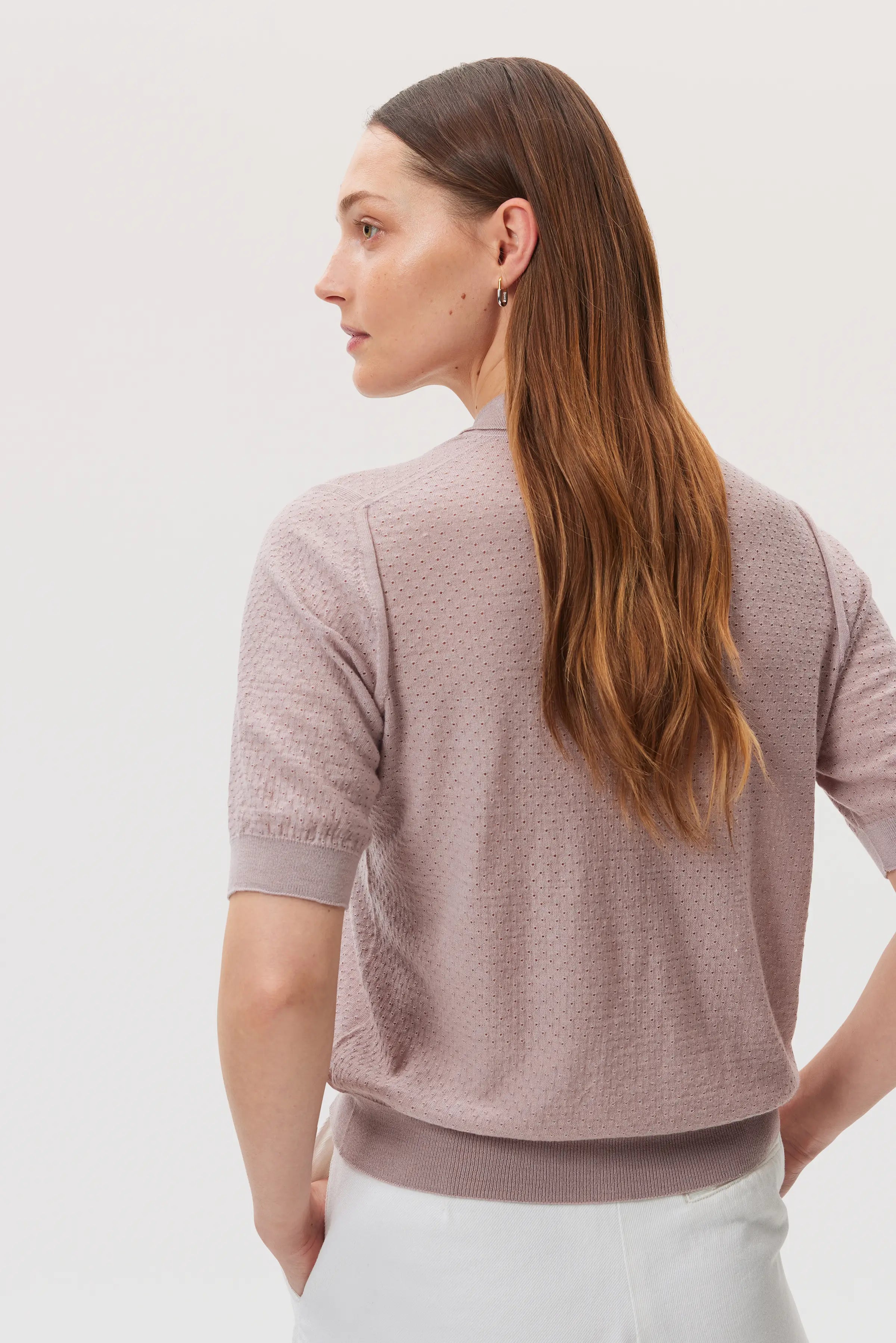 Johnstons of Elgin - Superfine Merino Pointelle Argyle Polo Shirt