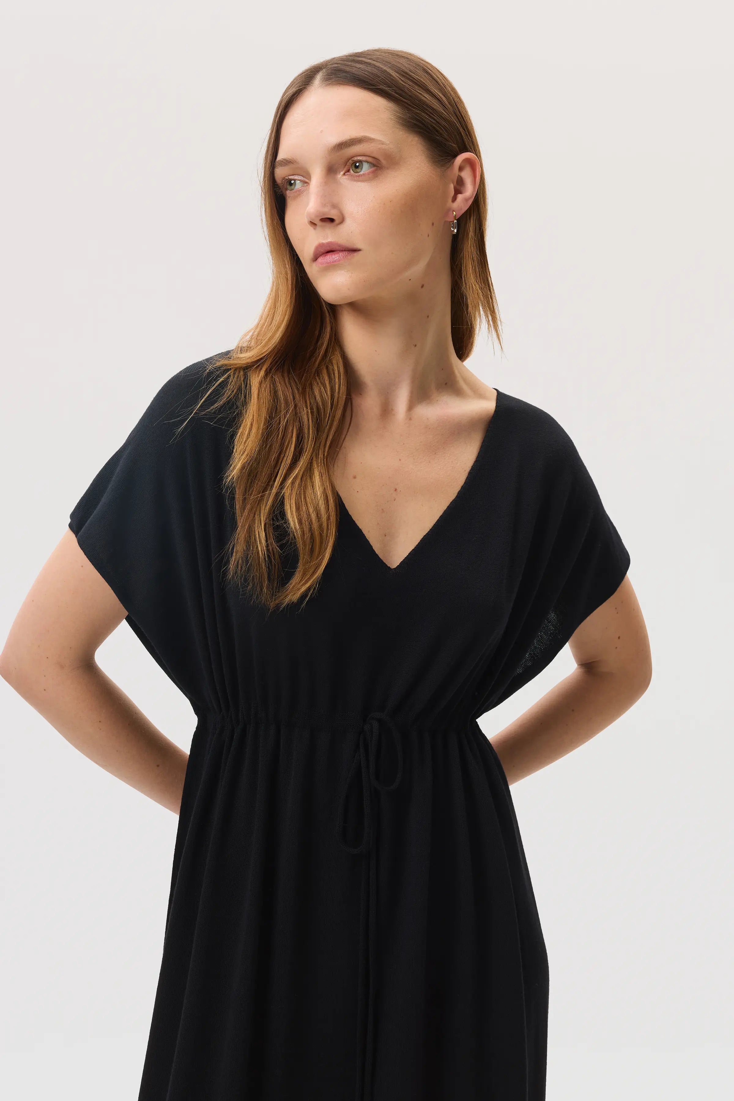 Johnstons of Elgin - Superfine Merino Black Maxi Dress