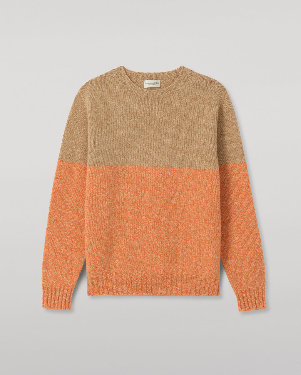 Johnstons of Elgin - Ogilvie Colour Block Orange Lambswool Jumper