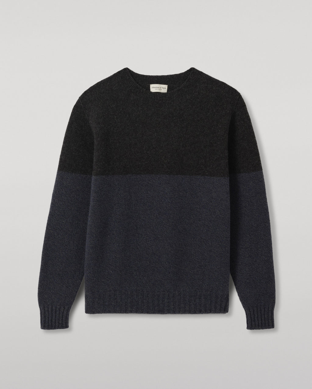 Johnstons of Elgin - Ogilvie Colour Block Blue Lambswool Jumper