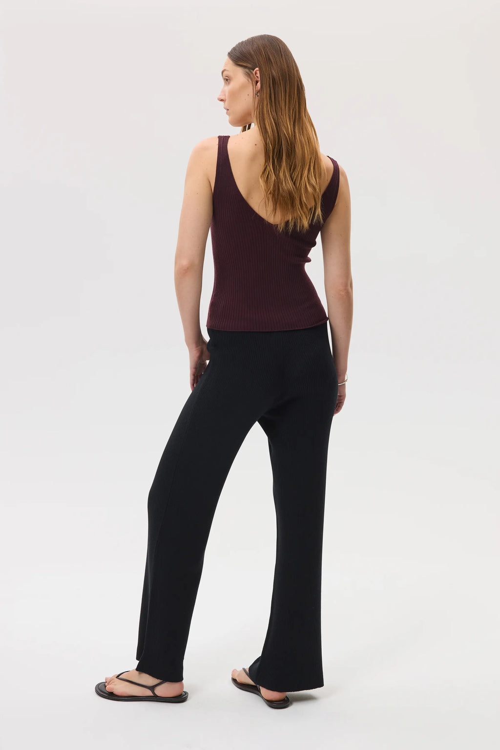 Johnstons of Elgin - Ribbed Merino Wide Leg Black Trousers