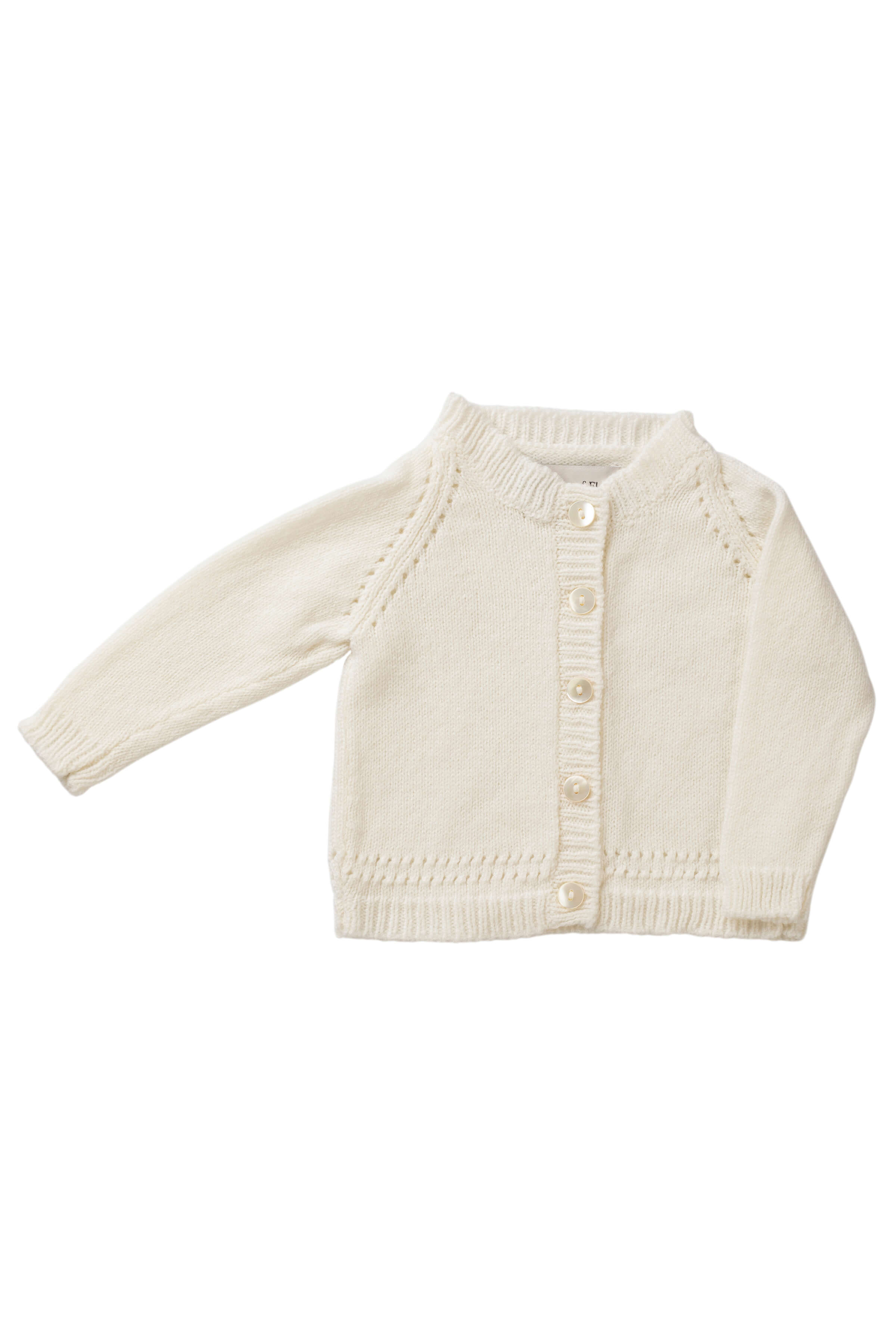 Johnstons of Elgin - White Cashmere Baby Cardigan