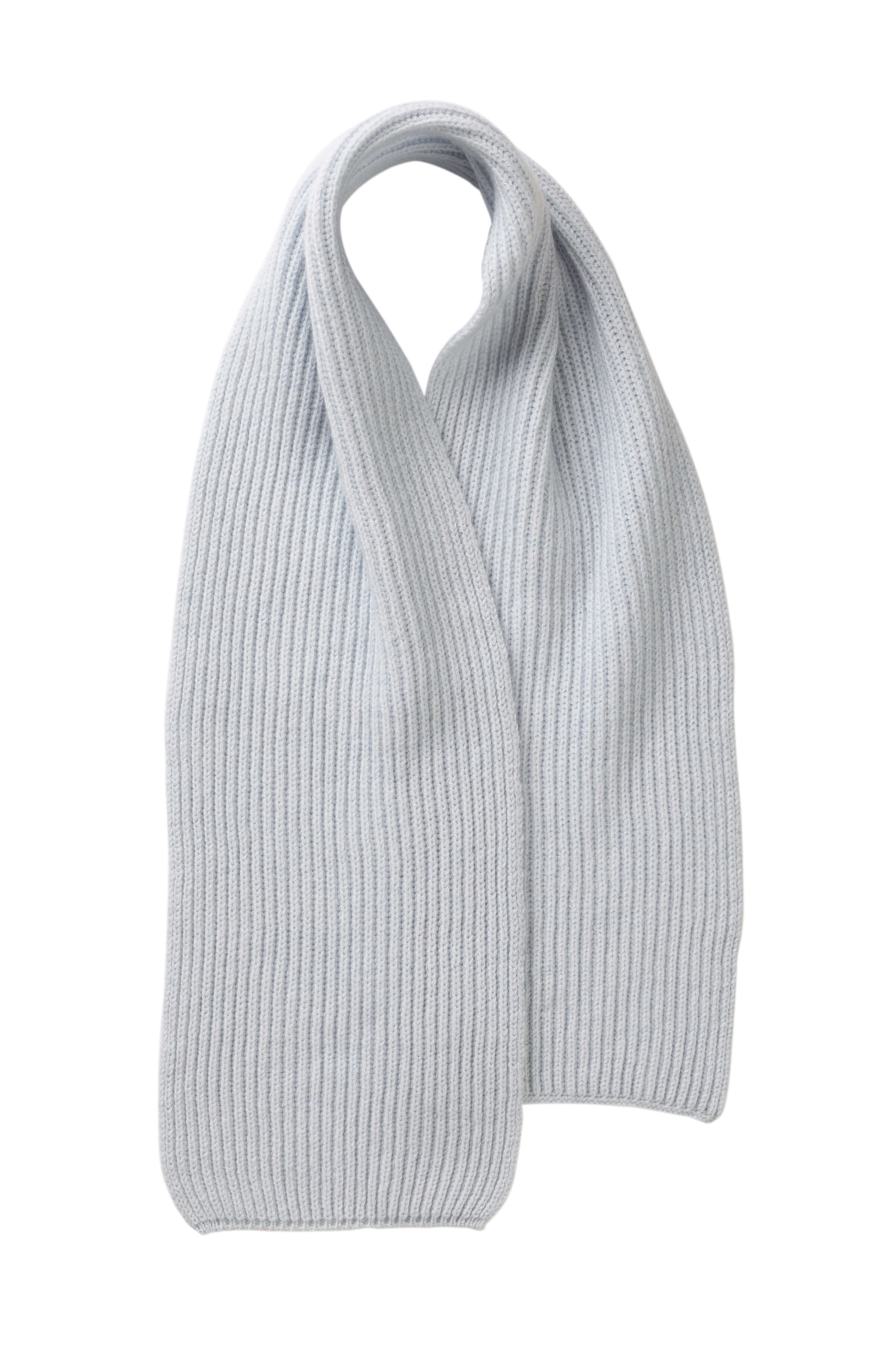 Johnstons of Elgin - Children's Cashmere Light Blue Ribbed Scarf