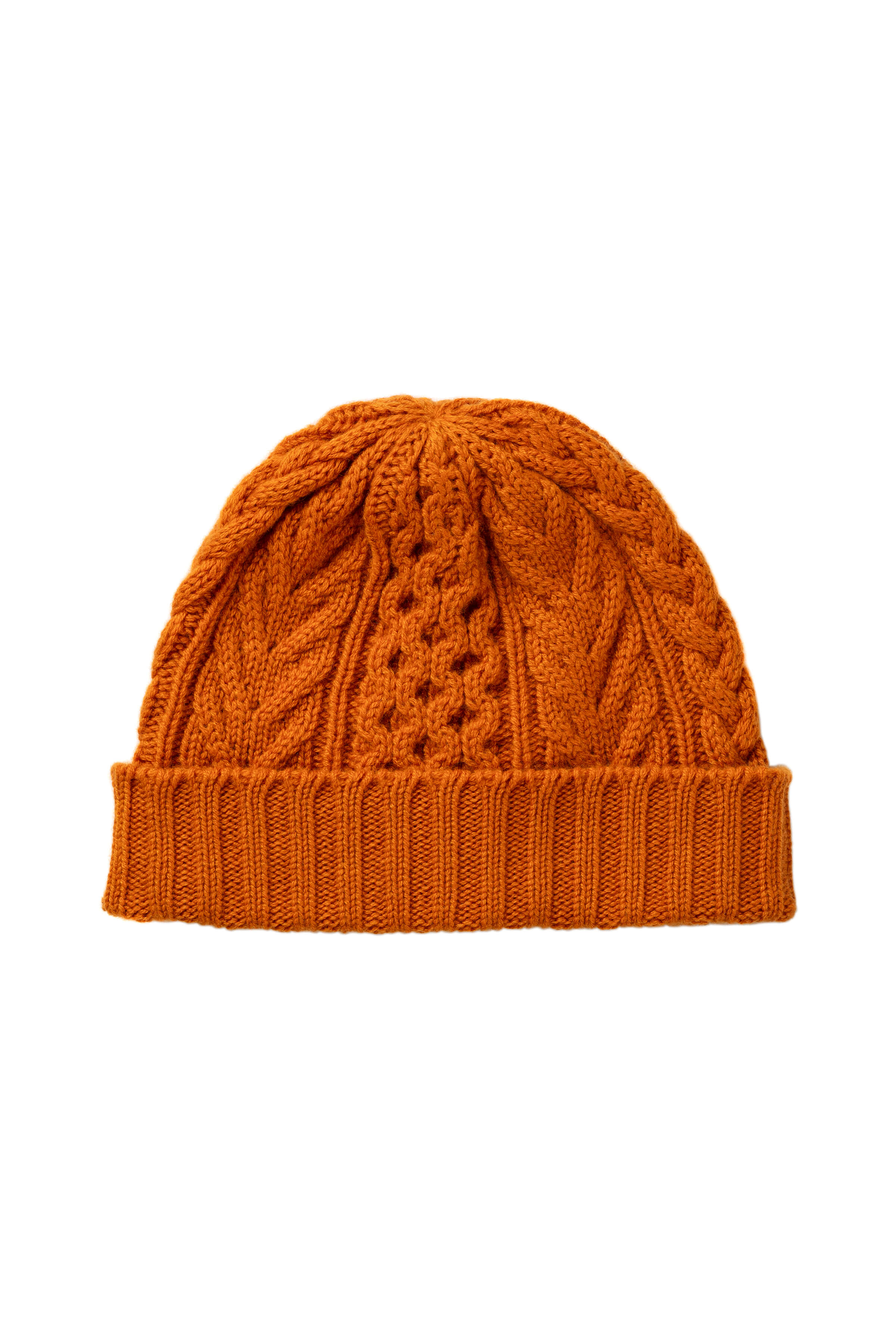 Johnstons of Elgin - Children's Orange Aran Cashmere Beanie