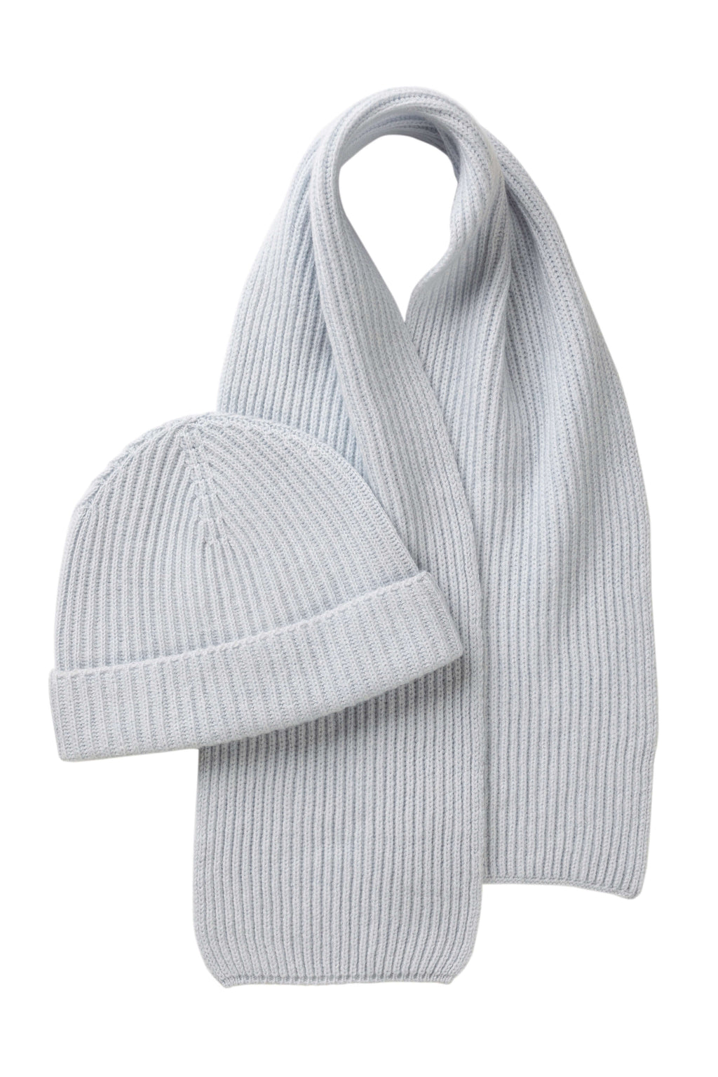 Johnstons of Elgin - Children's Cashmere Light Blue Ribbed Scarf