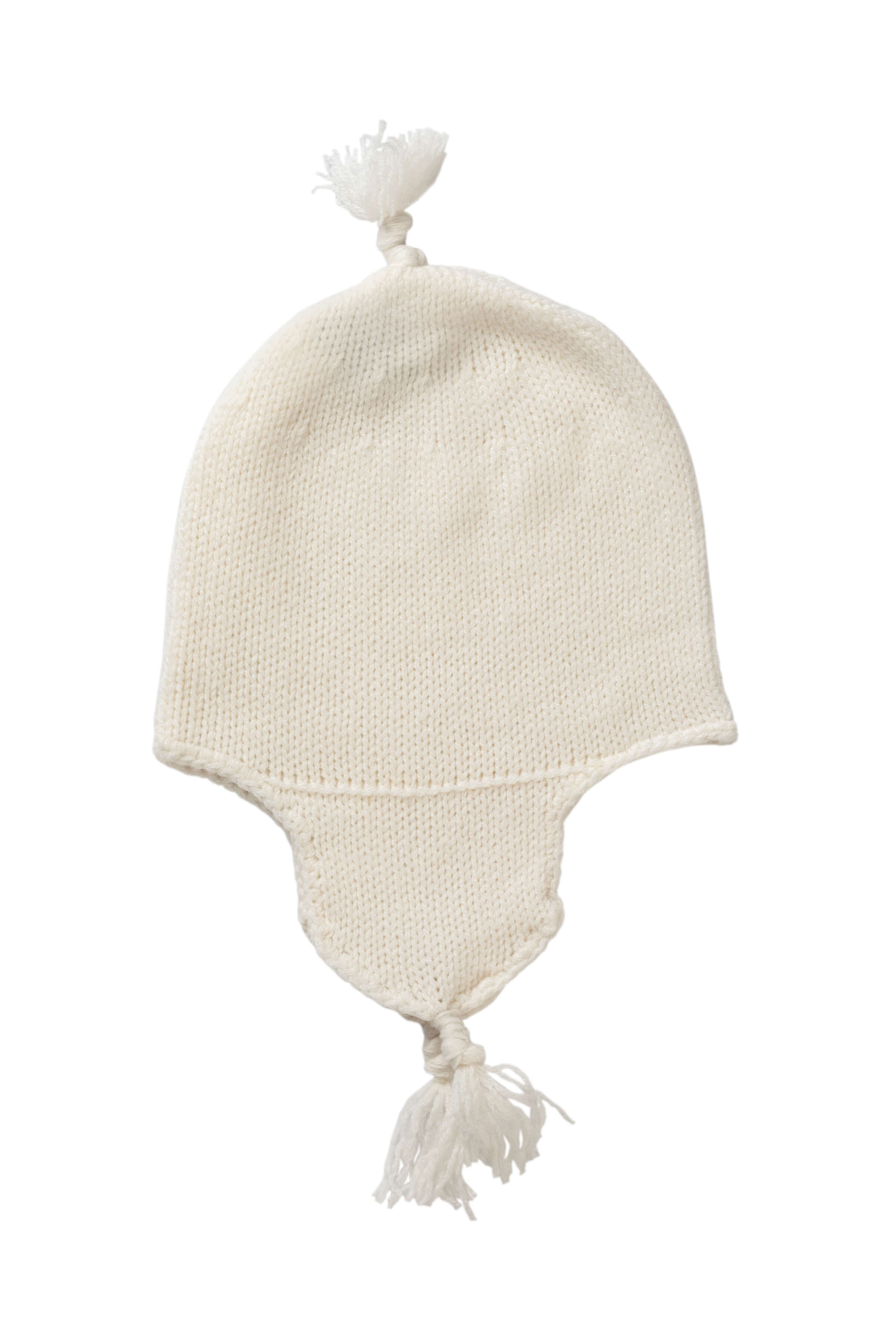Johnstons of Elgin - White Cashmere Baby Hat with Tassel