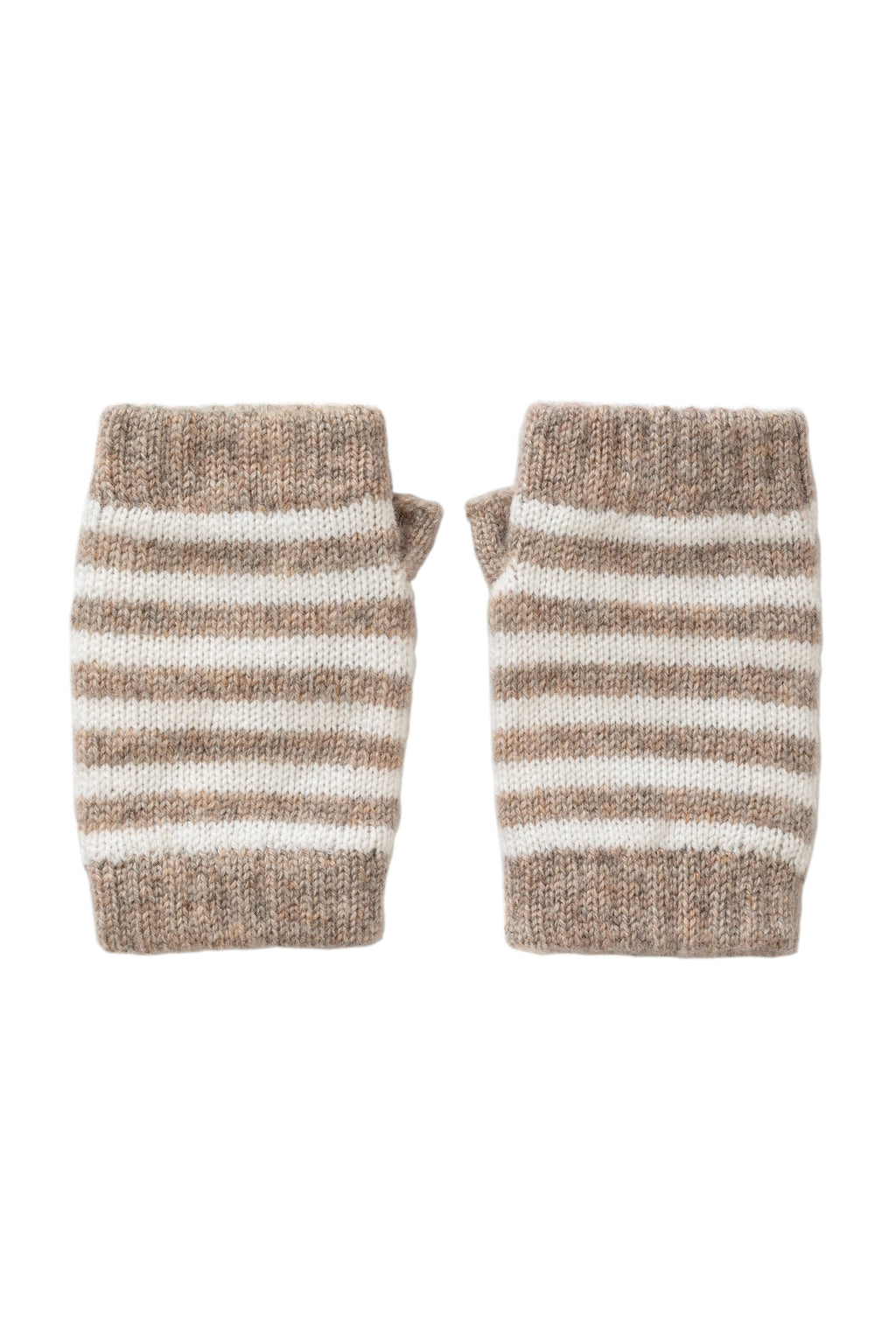 Johnstons of Elgin - Children's Natural Fairisle Hat & Stripy Wristwarmers Gift Set