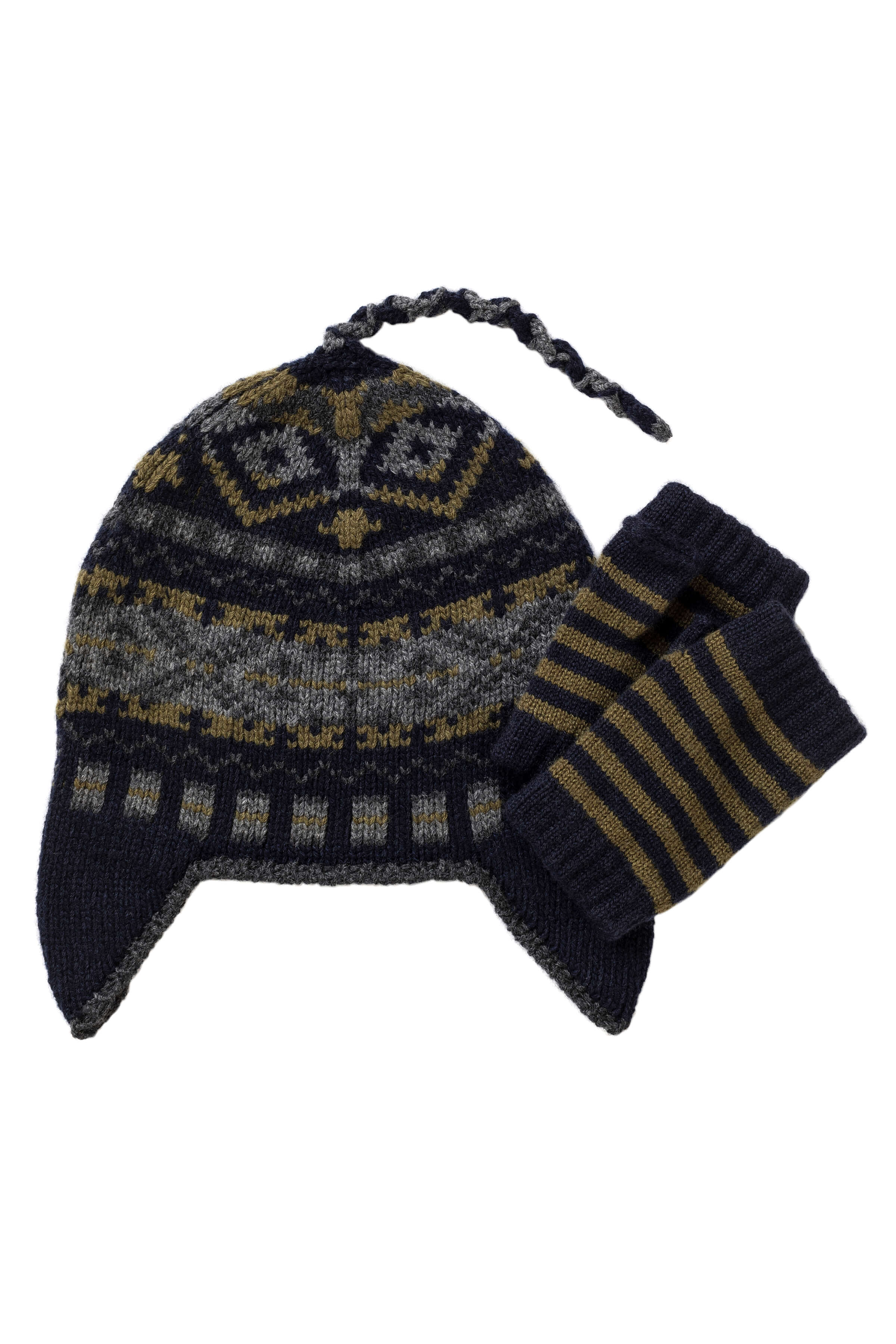 Johnstons of Elgin - Children's Cashmere Dark Navy Fairisle Beanie