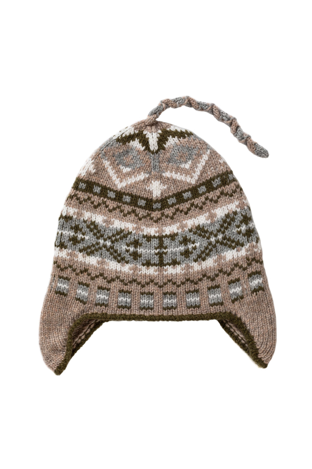 Johnstons of Elgin - Children's Cashmere Light Brown Fairisle Beanie