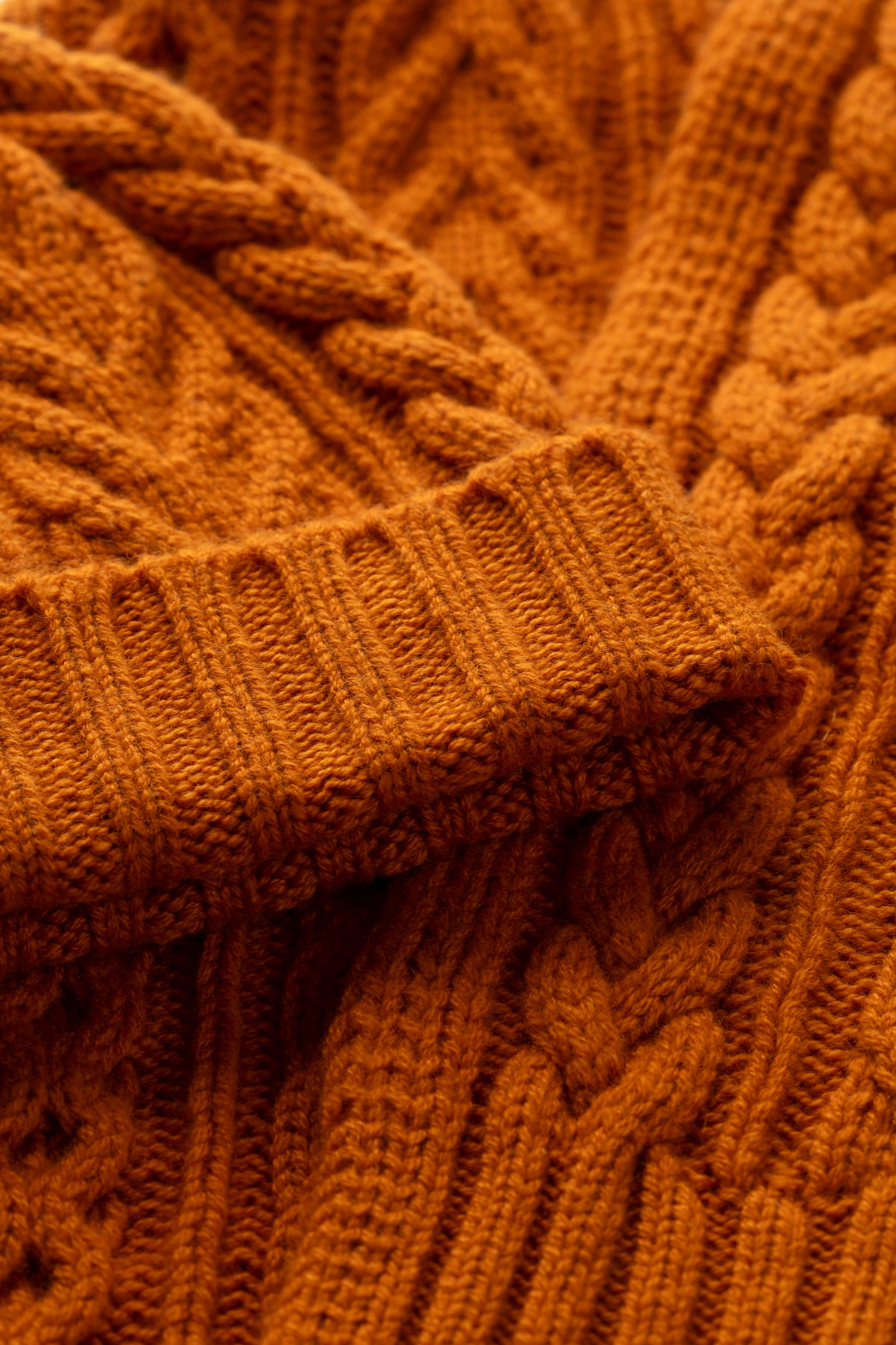 Johnstons of Elgin - Children's Orange Aran Cashmere Beanie