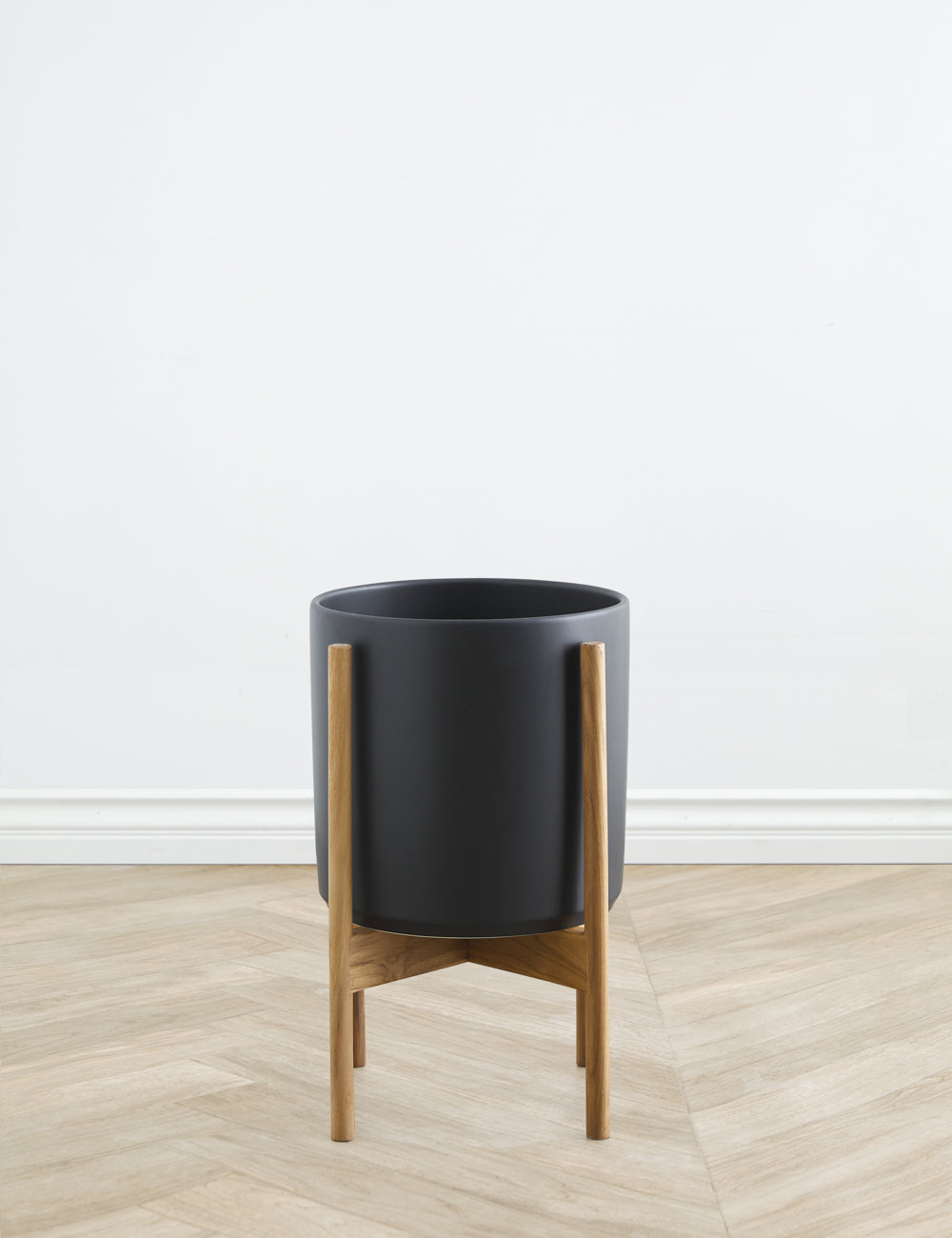 Lulu and Georgia - Ceramic Planter Pot + Teak Stand by LBE Design
