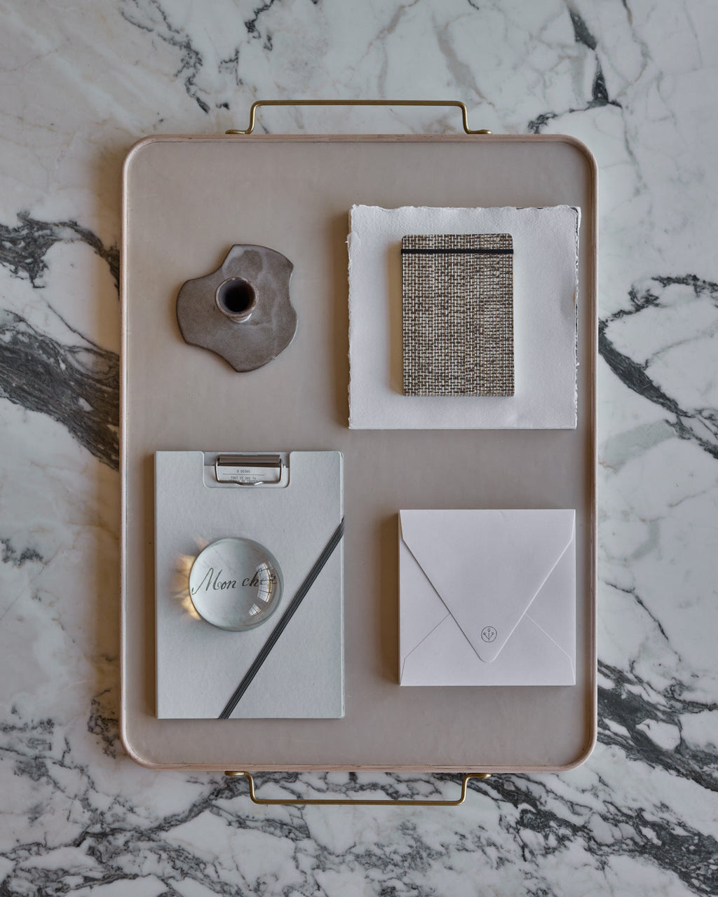 Lostine - Bennett Leather Tray - Eggshell
