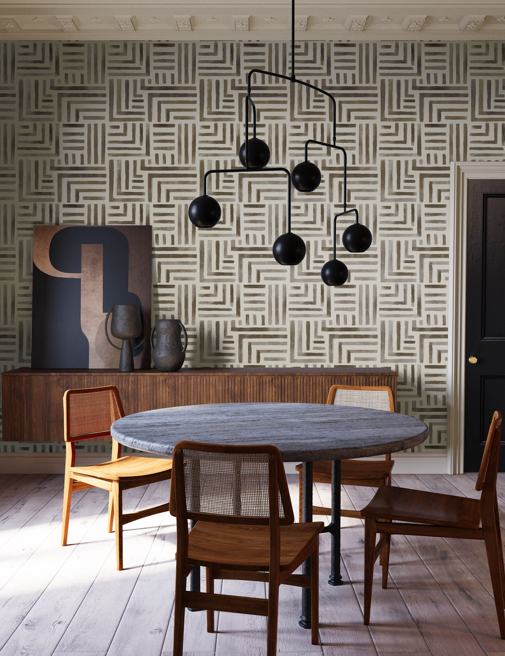 Lulu and Georgia - Painterly Labyrinth Wallpaper by Christiane Lemieux