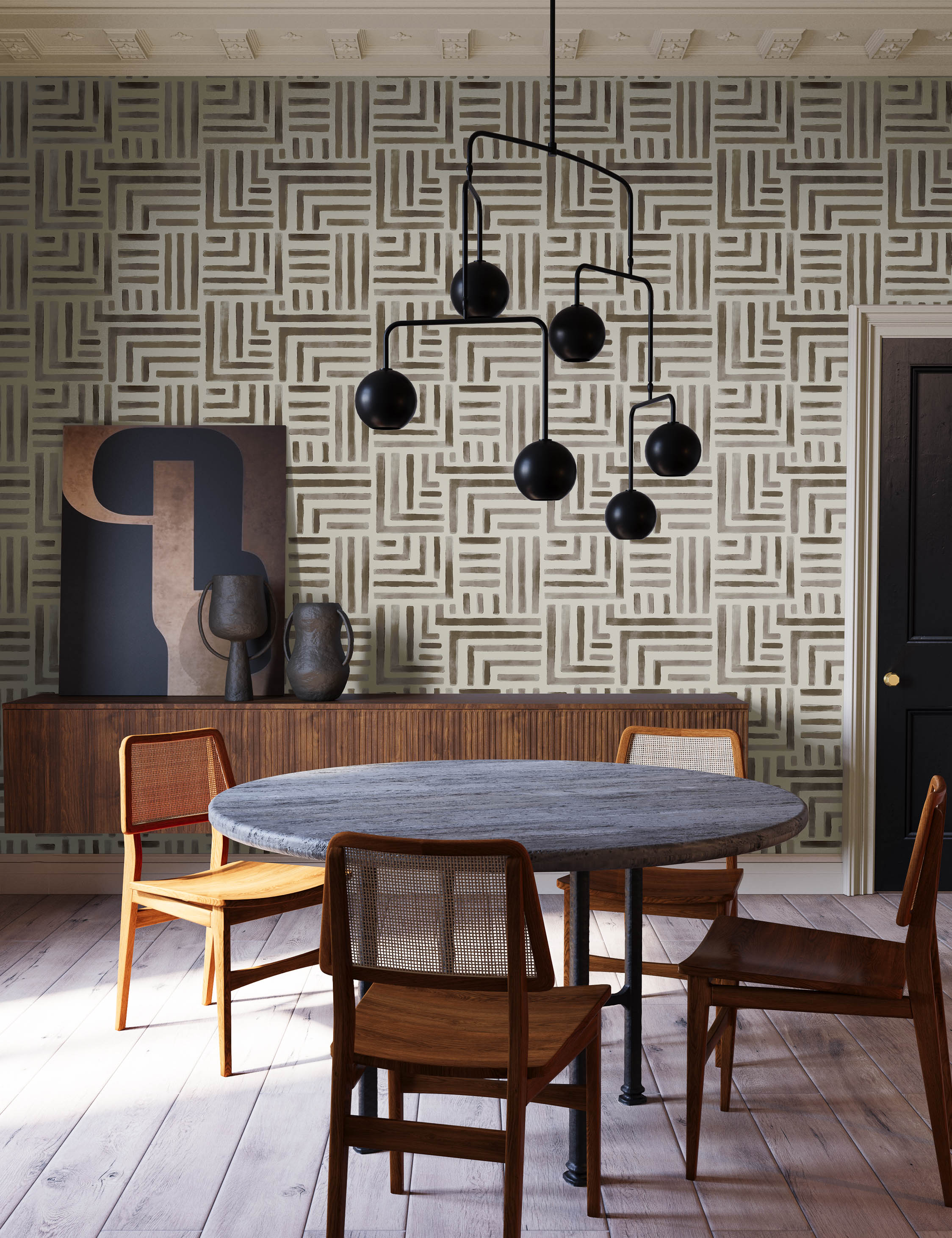 Lulu and Georgia - Painterly Labyrinth Wallpaper by Christiane Lemieux