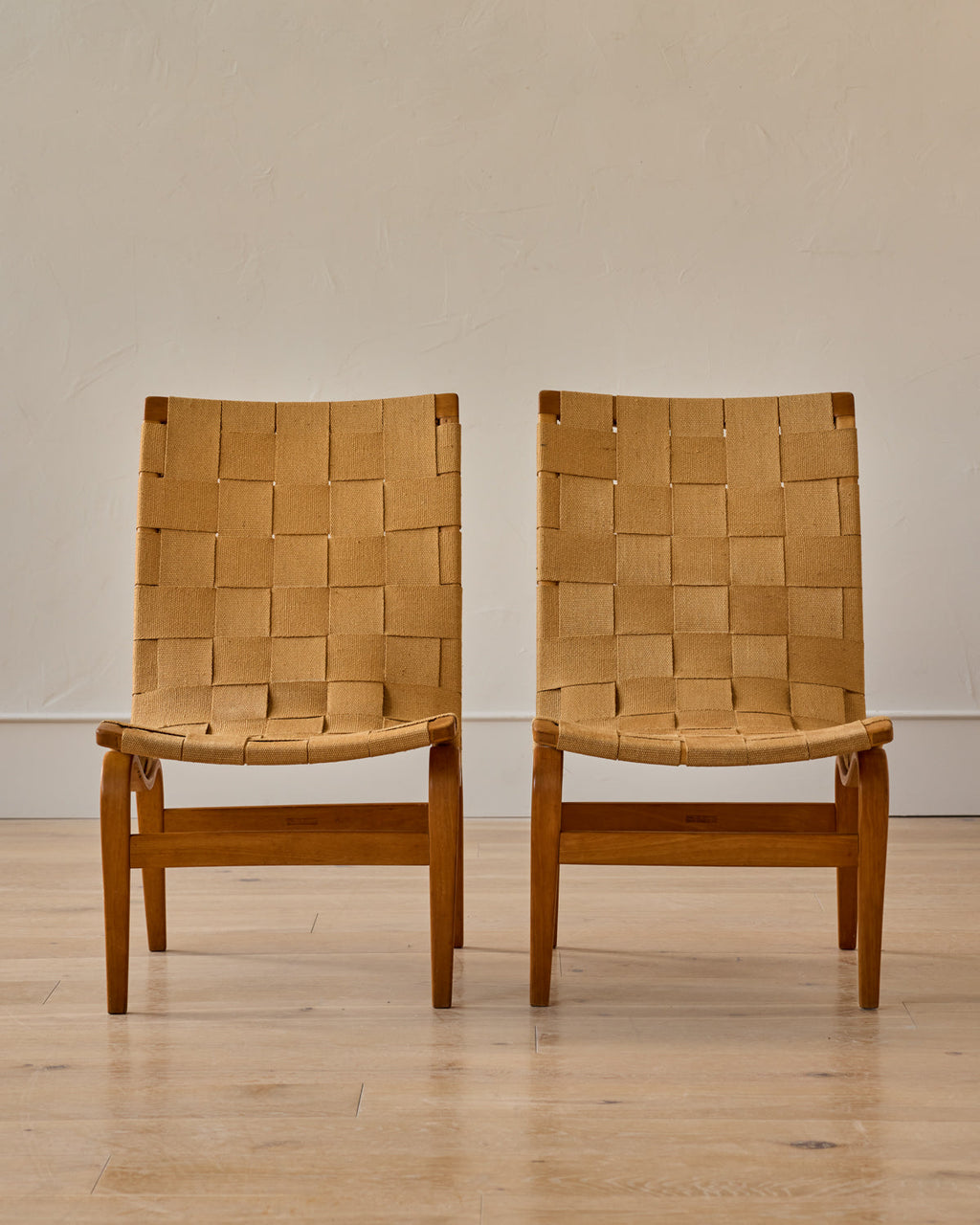 Lostine - Pair of 'Eva' Beech Easy Chairs by Bruno Mathsson