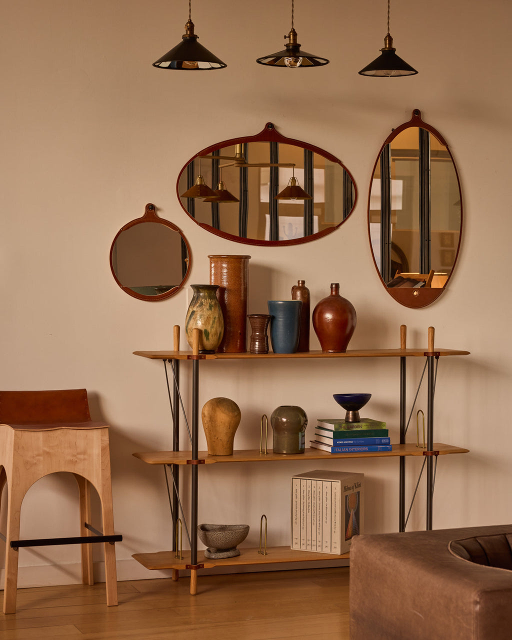 Lostine - Fairmount Leather Round Mirror