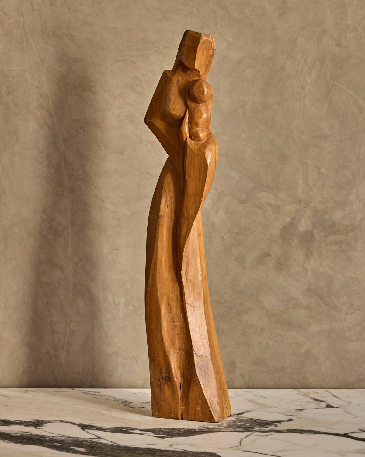 Lostine - Handcarved Wooden Mother + Child Sculpture
