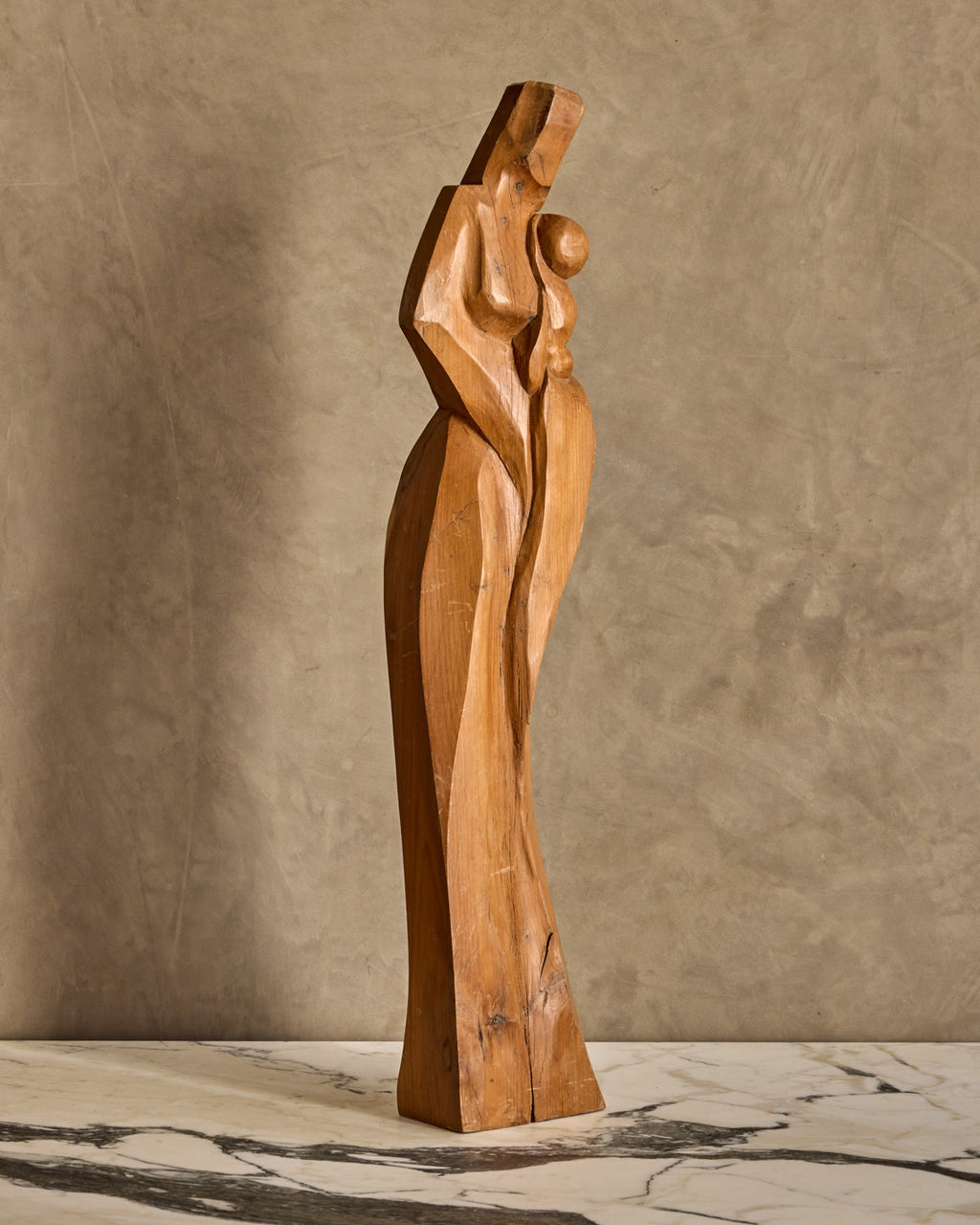 Lostine - Handcarved Wooden Mother + Child Sculpture