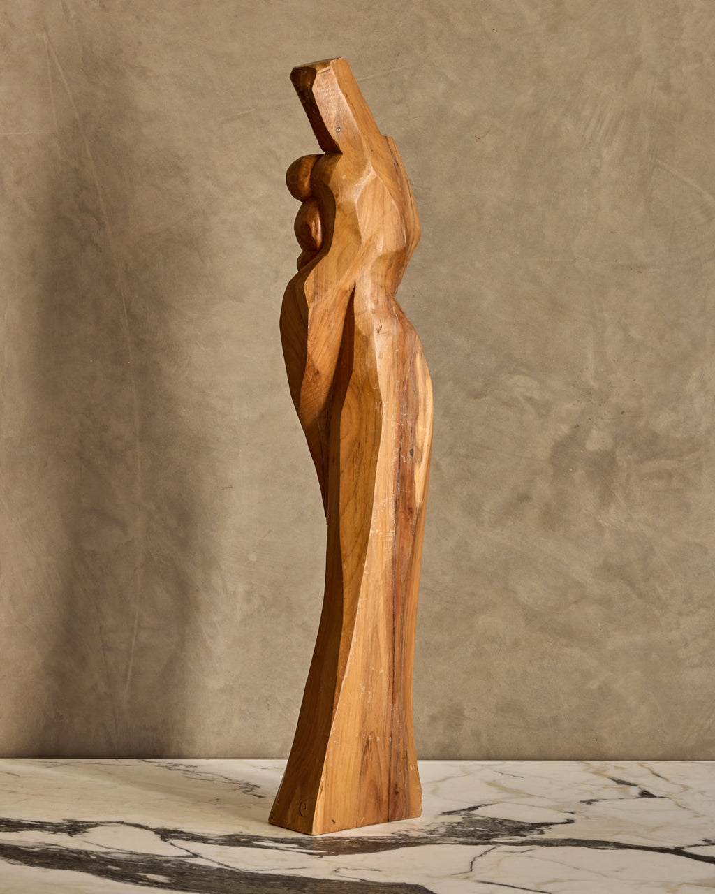 Lostine - Handcarved Wooden Mother + Child Sculpture