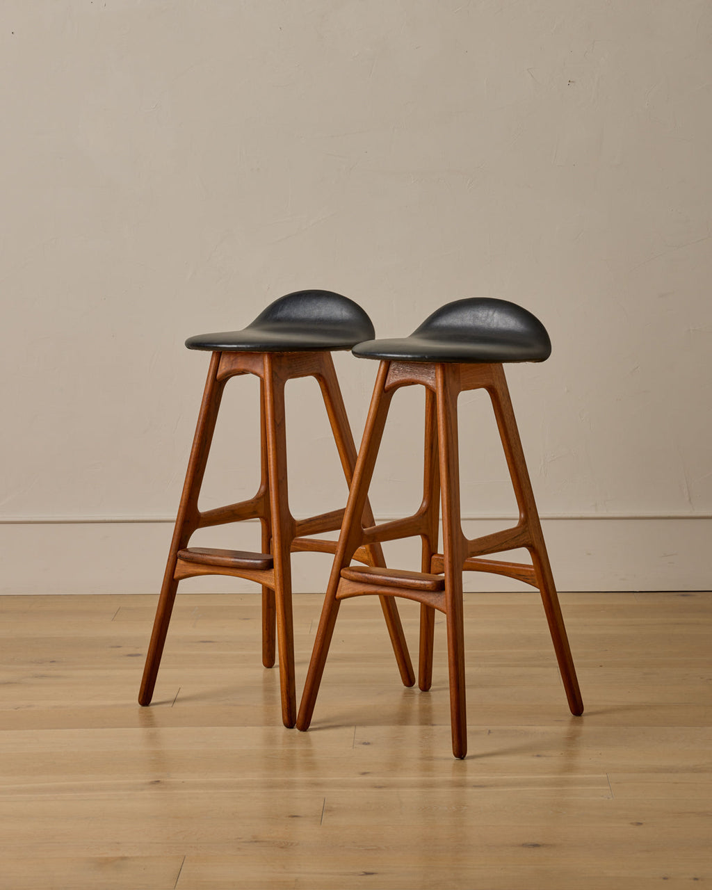 Lostine - Pair of Teak Barstools by Erik Buck