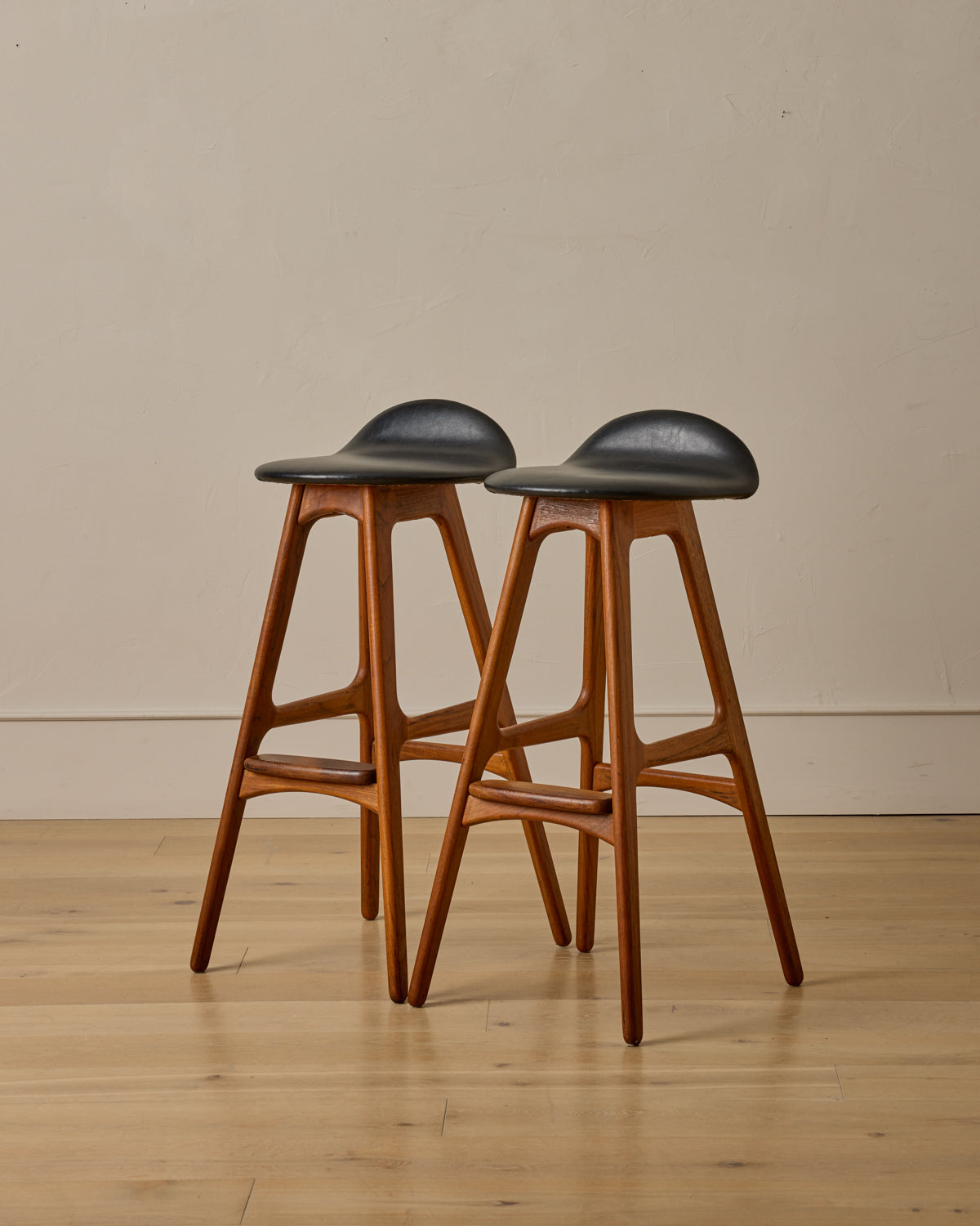 Lostine - Pair of Teak Barstools by Erik Buck