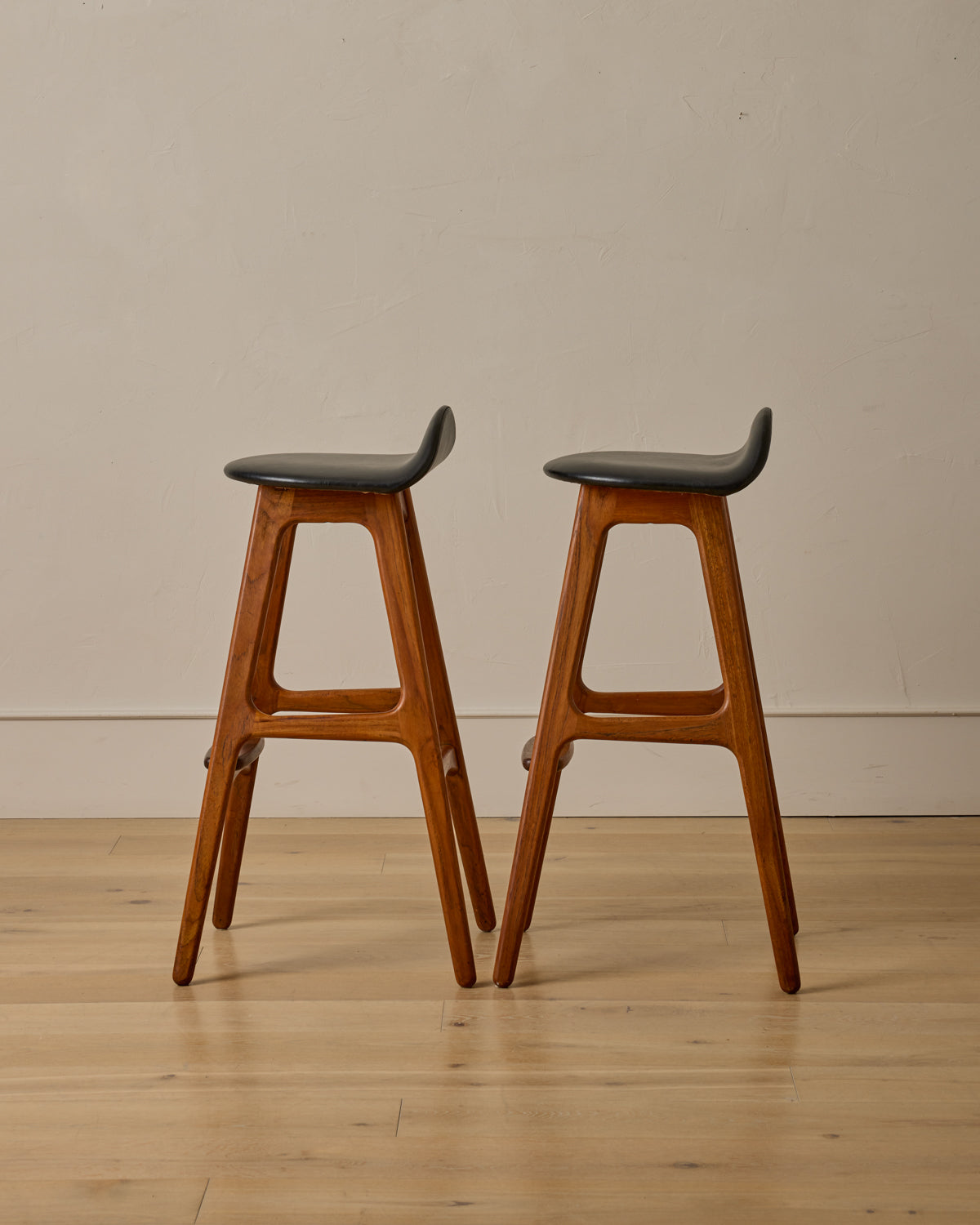 Lostine - Pair of Teak Barstools by Erik Buck