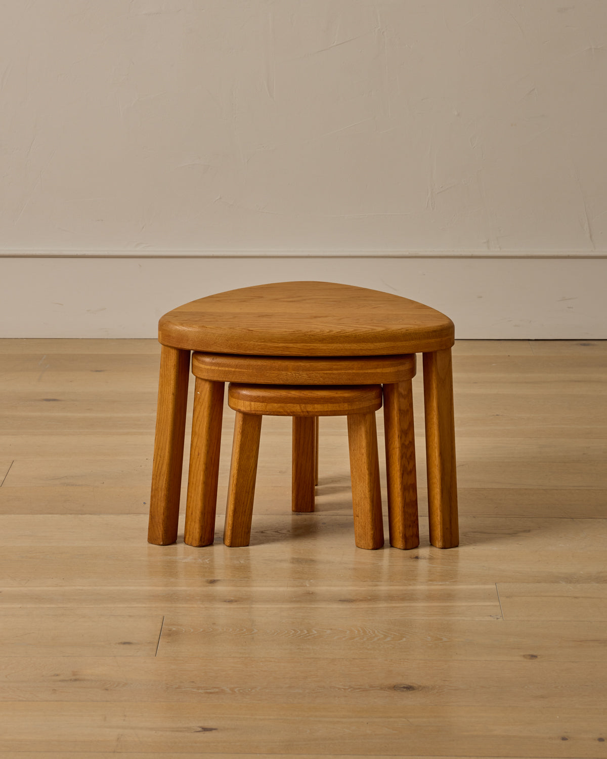 Lostine - Triangular Oak Nesting Tables - Set of 3