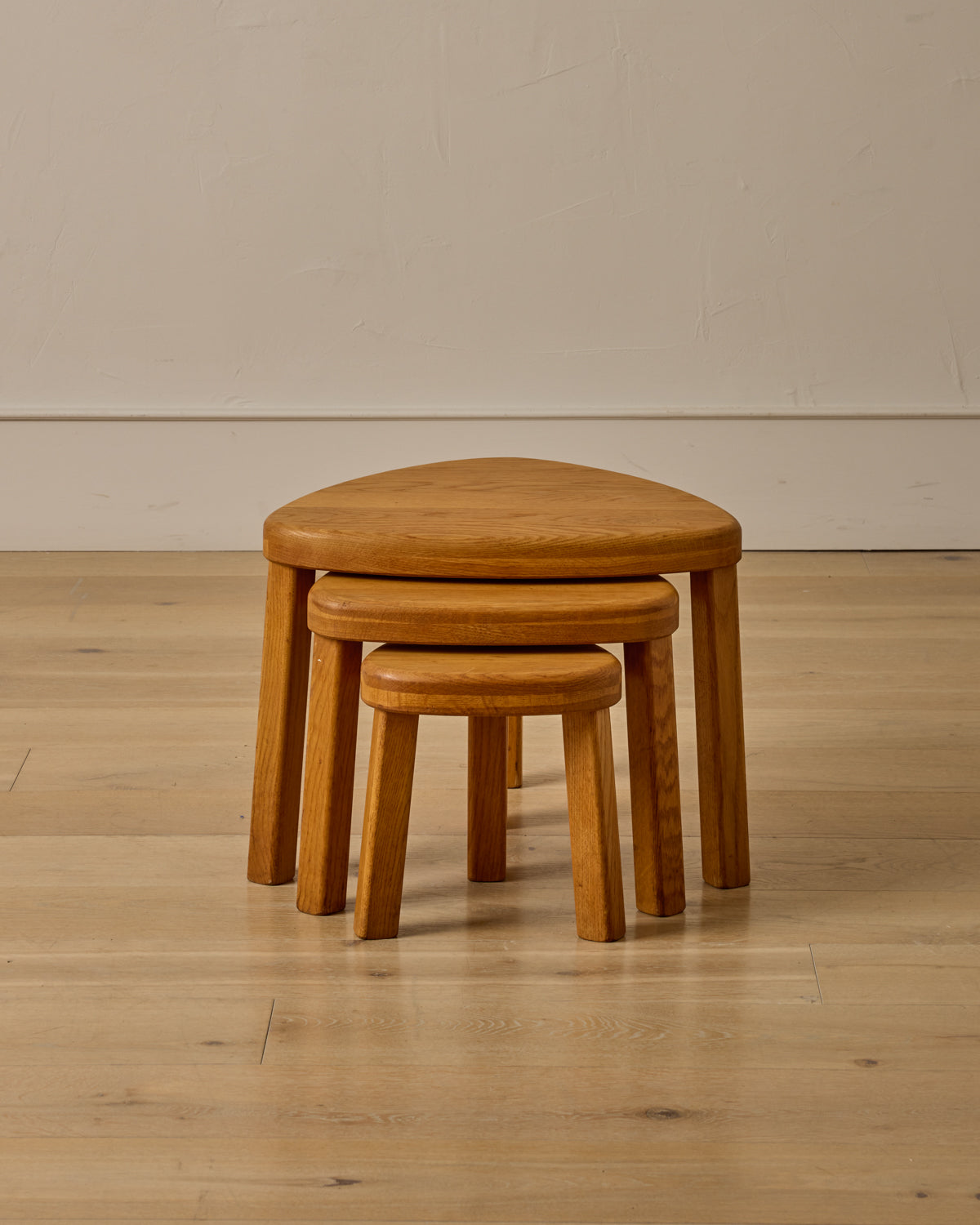 Lostine - Triangular Oak Nesting Tables - Set of 3