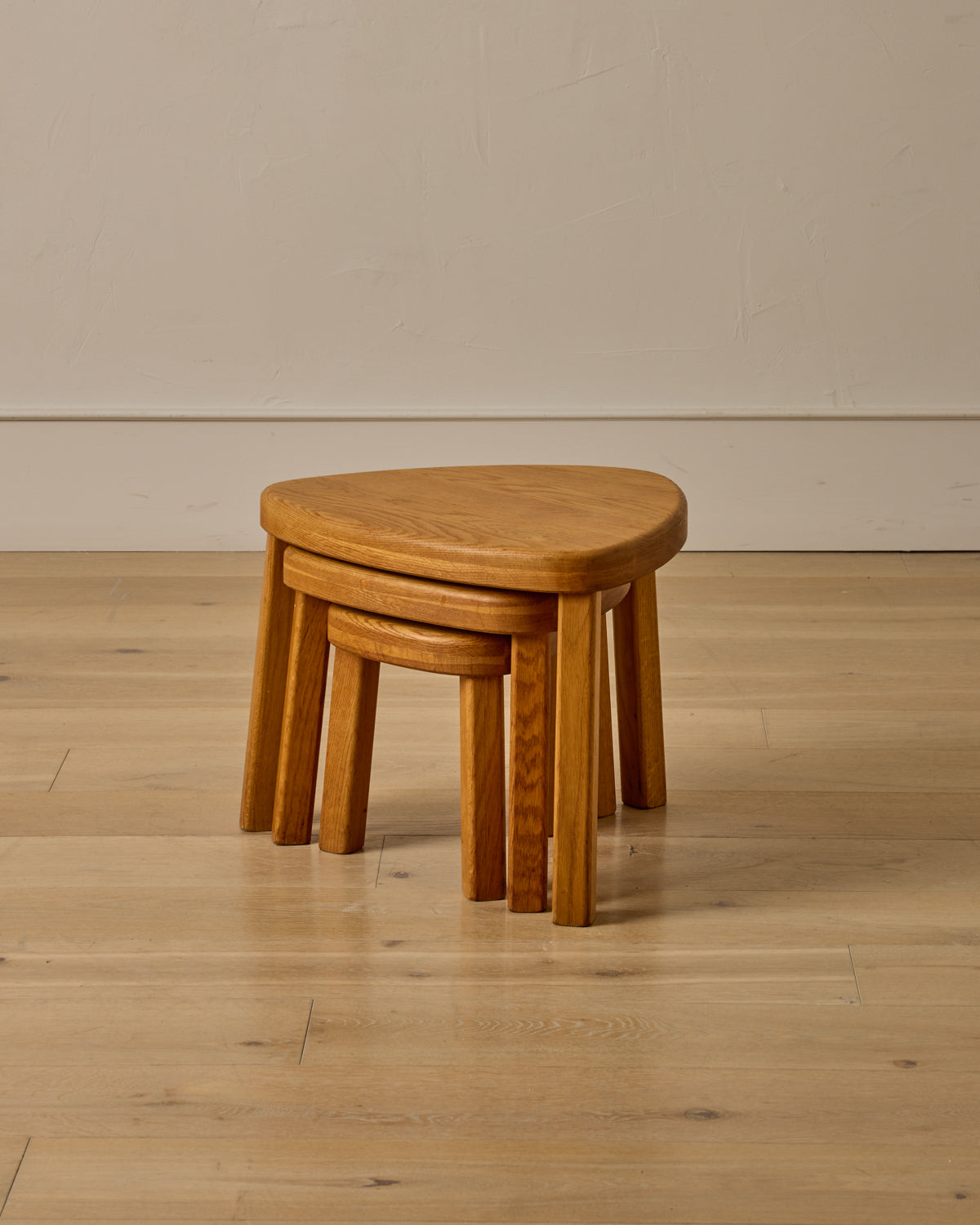 Lostine - Triangular Oak Nesting Tables - Set of 3