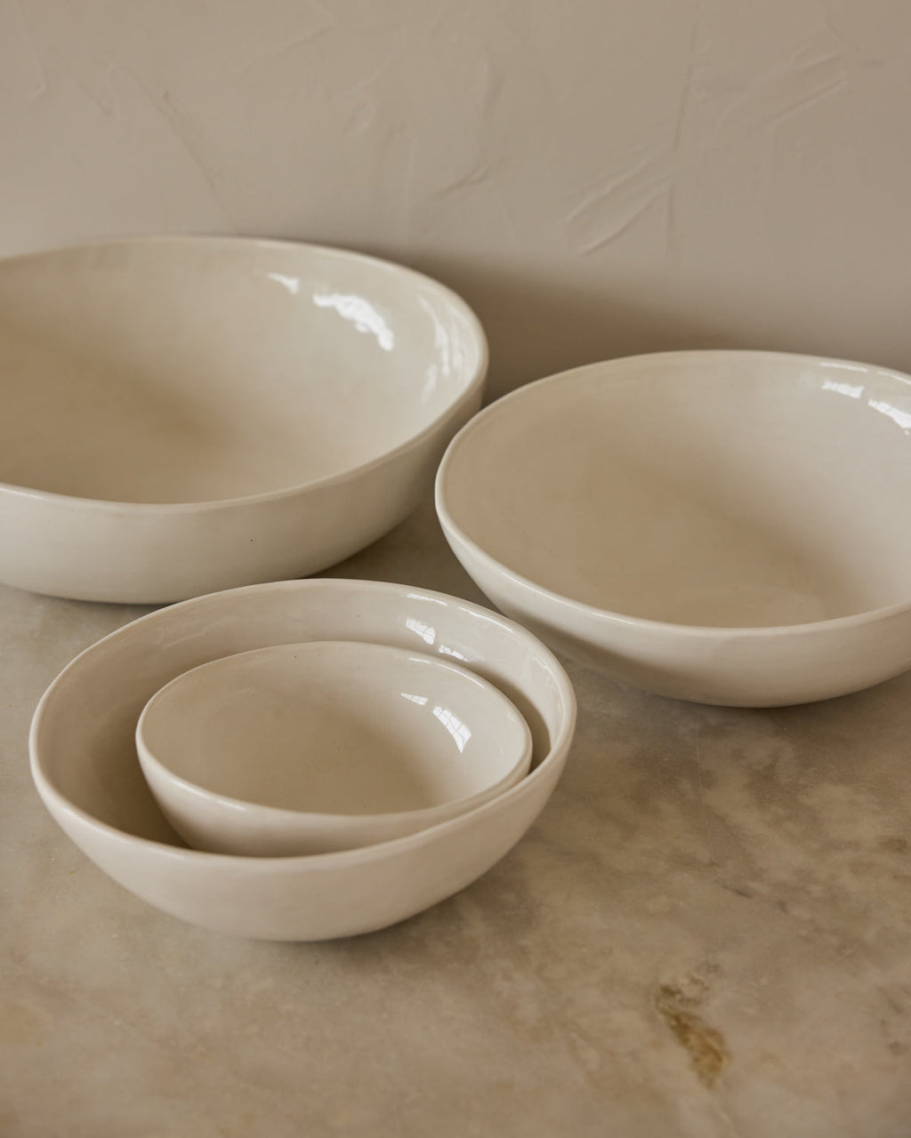 Lostine - Organic Ceramic Nesting Bowls - Salt