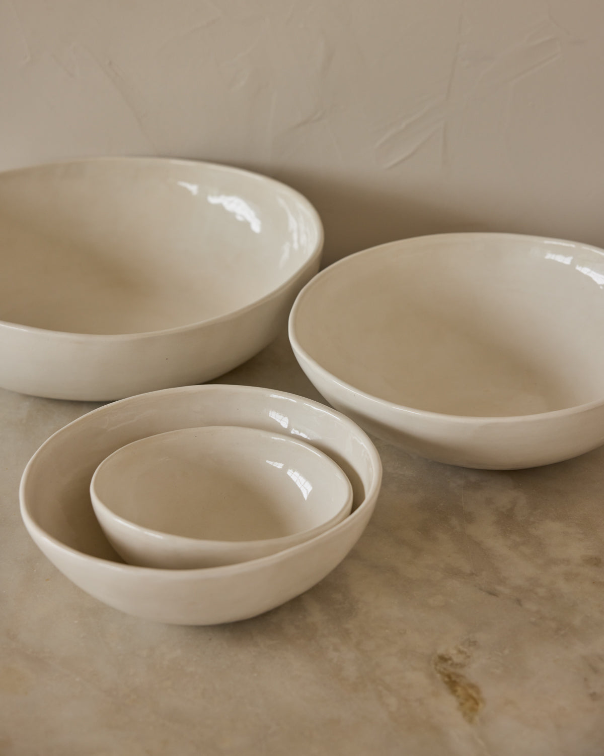 Lostine - Organic Ceramic Nesting Bowls - Salt