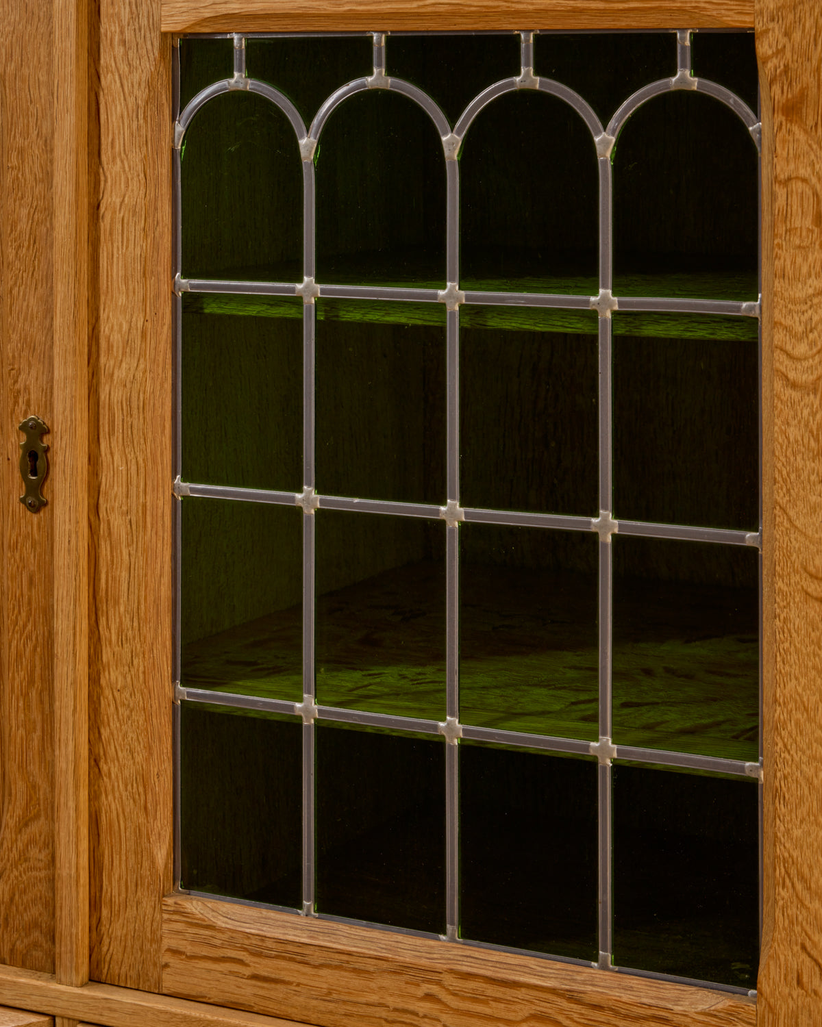 Lostine - Danish Oak Highboard with Green Glass