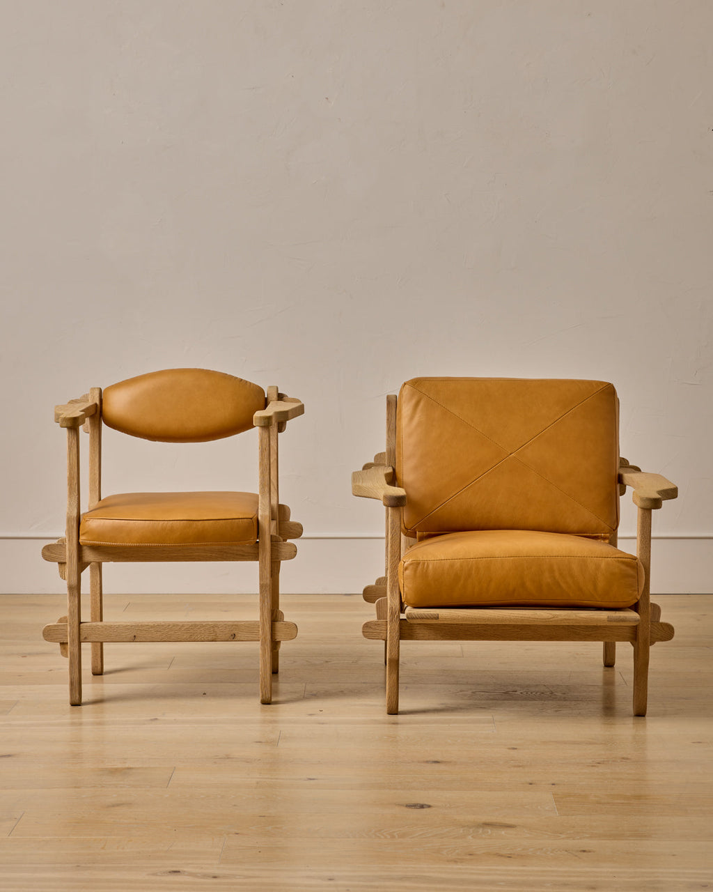 Lostine - Pair of Leather Arm Chairs
