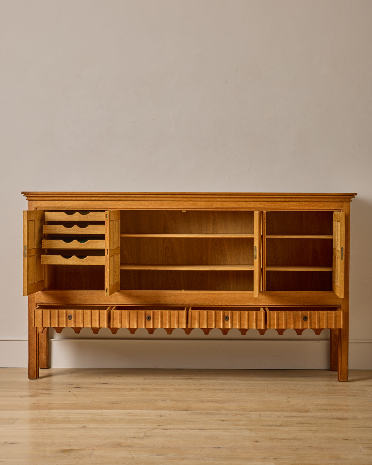 Lostine - 1960s Carved Oak Sideboard by Henning Kjaernulf
