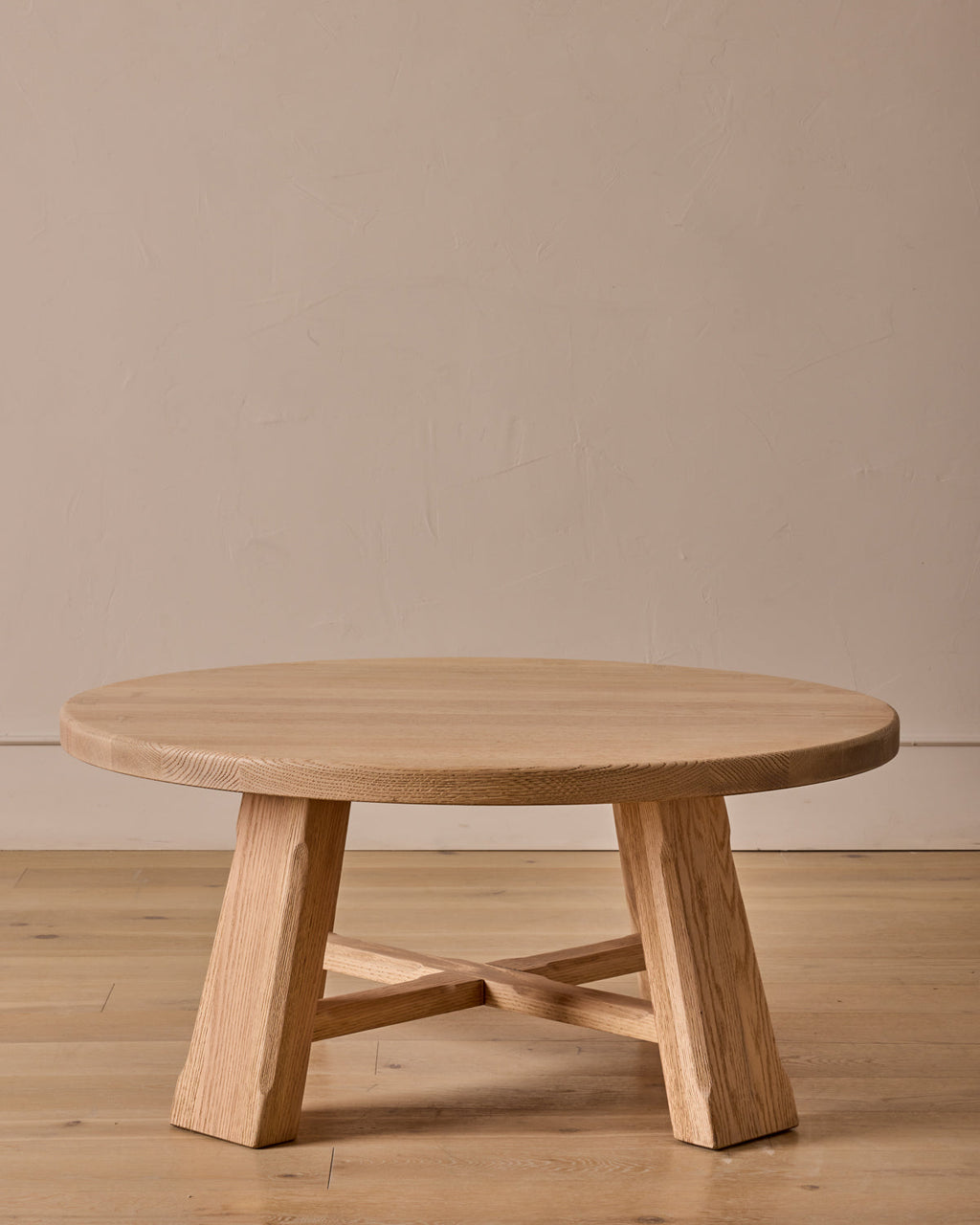 Lostine - Round Oak Brutalist Coffee Table