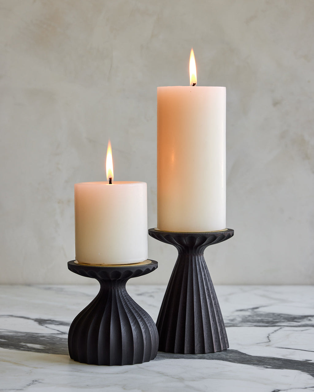Lostine - Paloma Pillar Candle Holders - Dark Wash