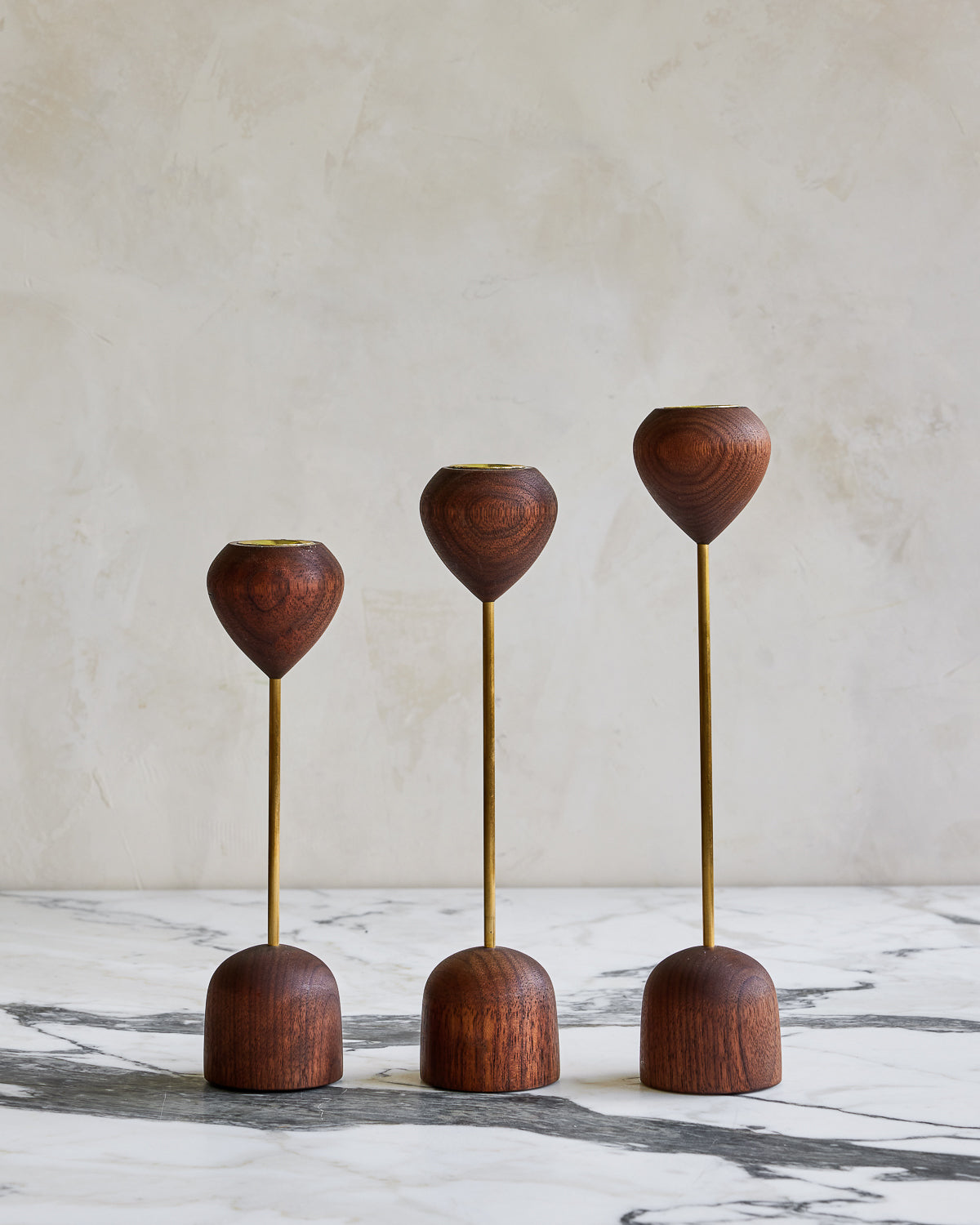 Lostine - Tulip Candle Holder Set - Black Walnut