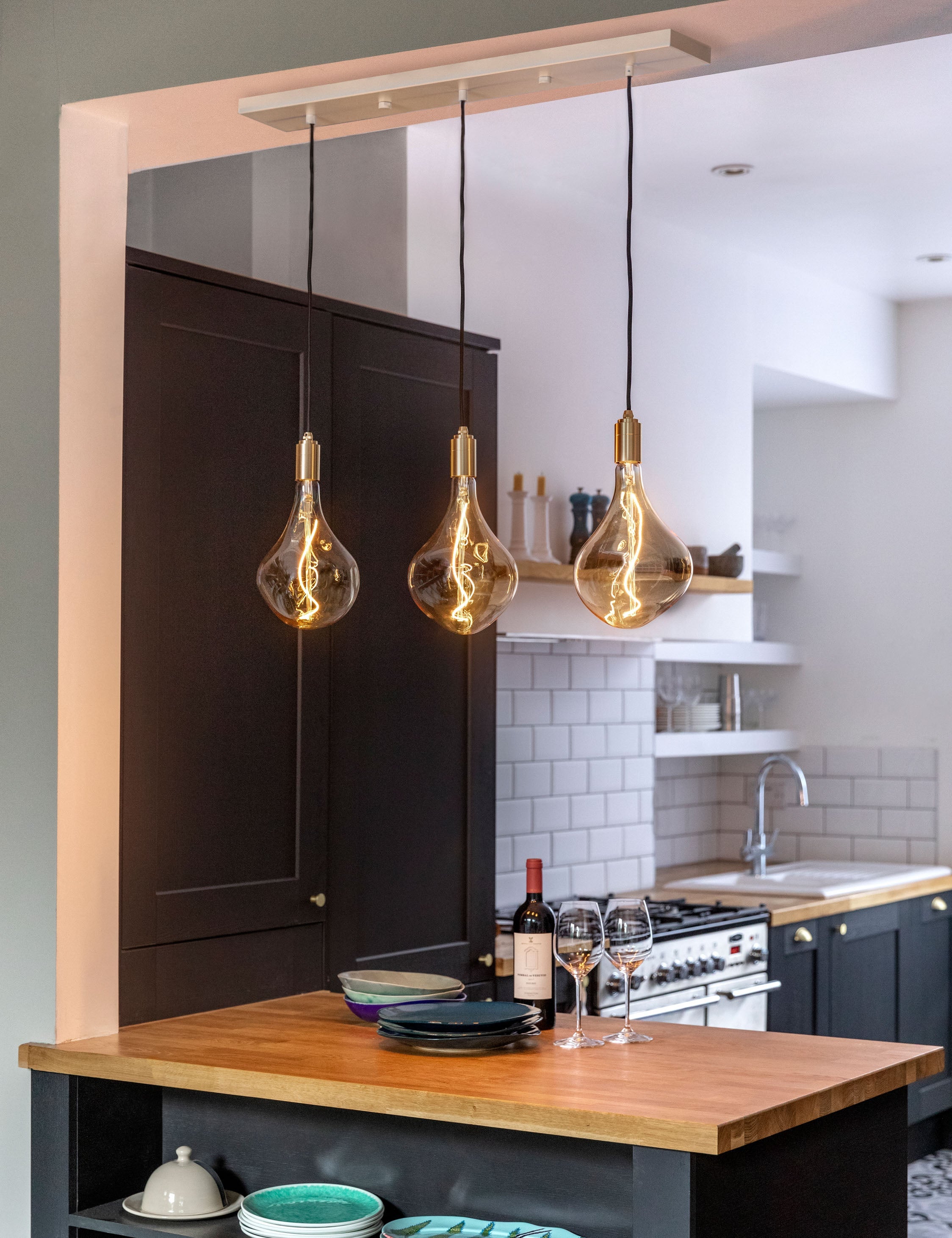 Lulu and Georgia - Triple Linear Pendant Light with Voronoi II by Tala